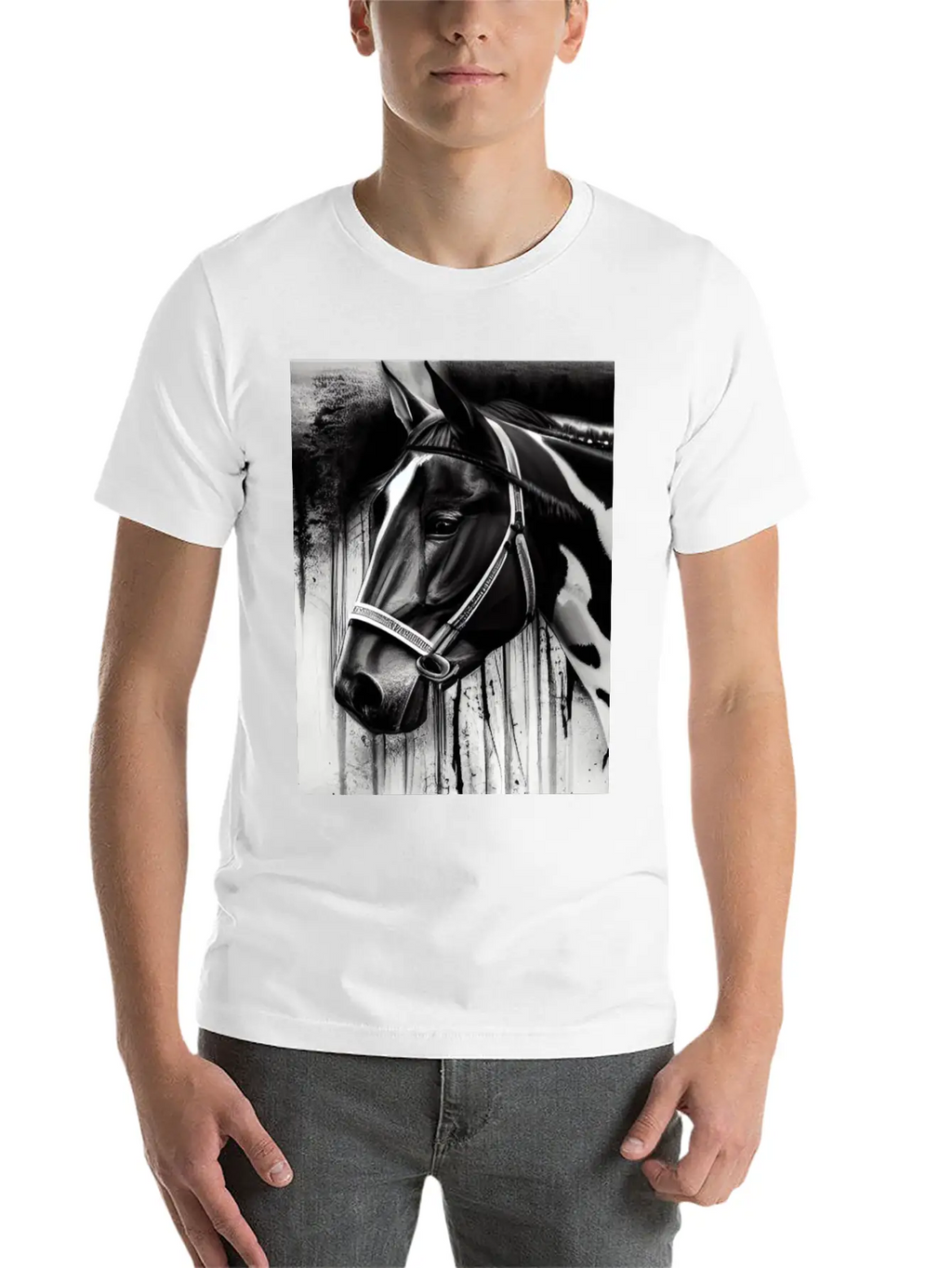 Black And White Horse Breathable Graphic T-Shirt – Perfect For Casual Days