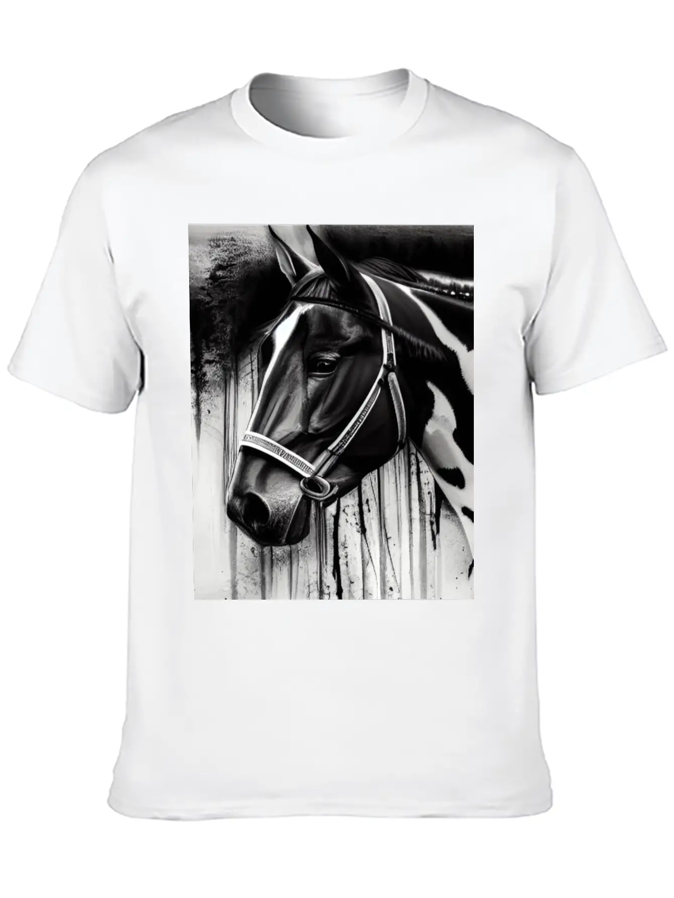 Black And White Horse Breathable Graphic T-Shirt – Perfect For Casual Days