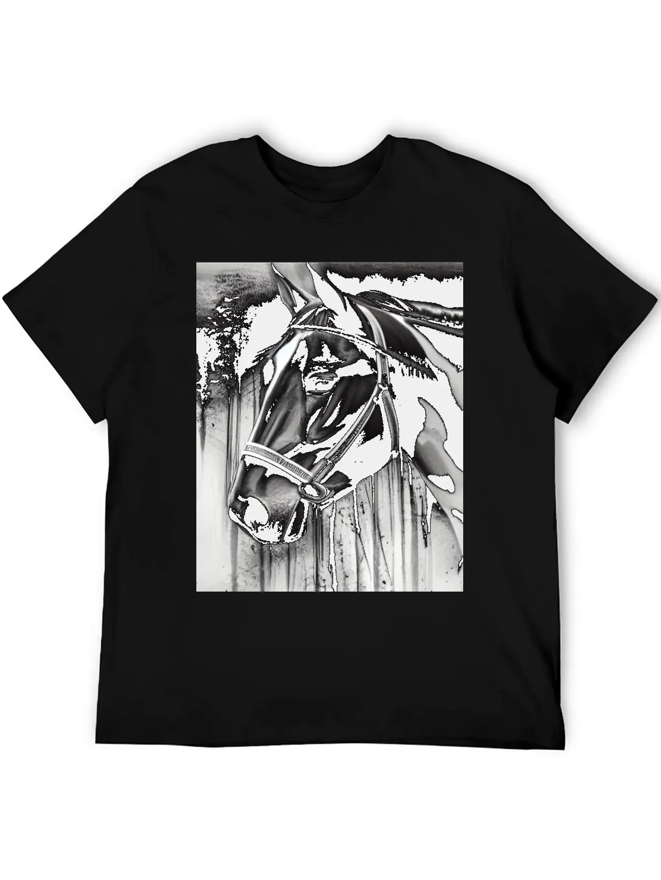 Black And White Horse Breathable Graphic T-Shirt – Perfect For Casual Days