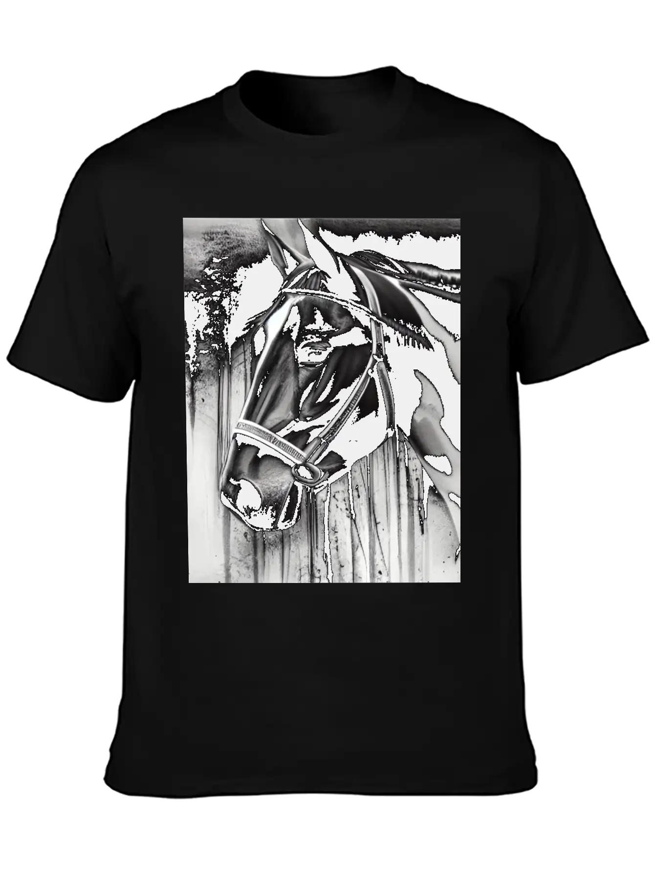 Black And White Horse Breathable Graphic T-Shirt – Perfect For Casual Days