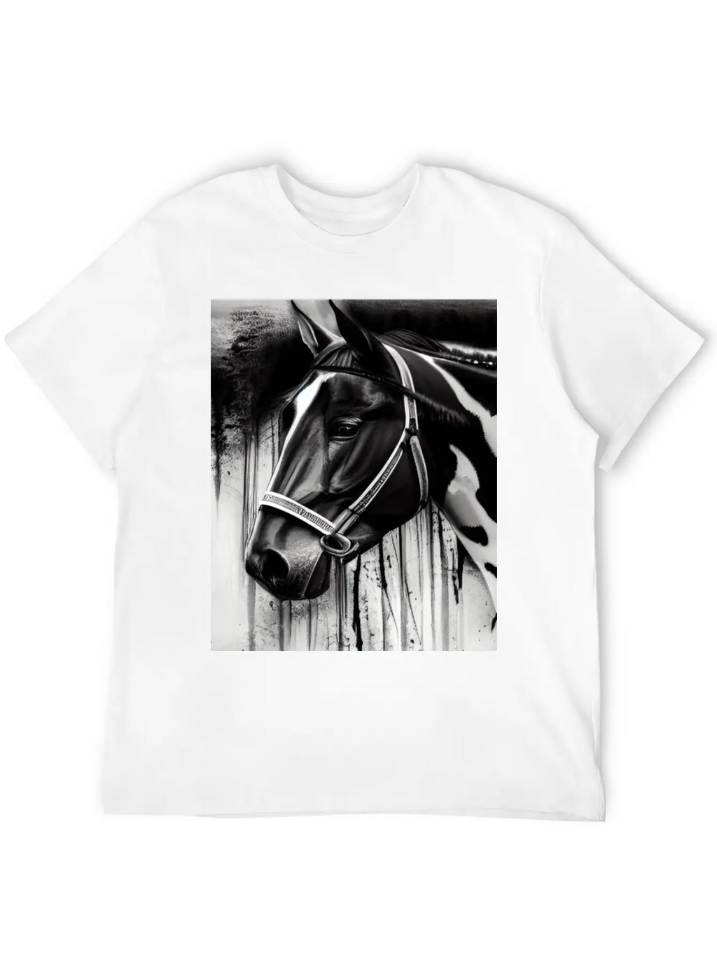 Black And White Horse Breathable Graphic T-Shirt – Perfect For Casual Days