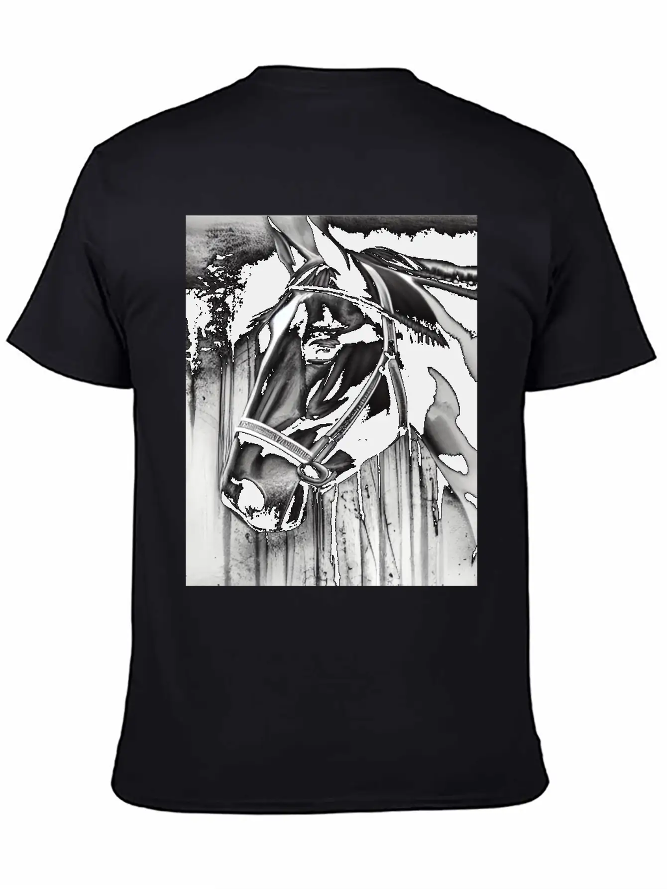 Black And White Horse Breathable Graphic T-Shirt – Perfect For Casual Days