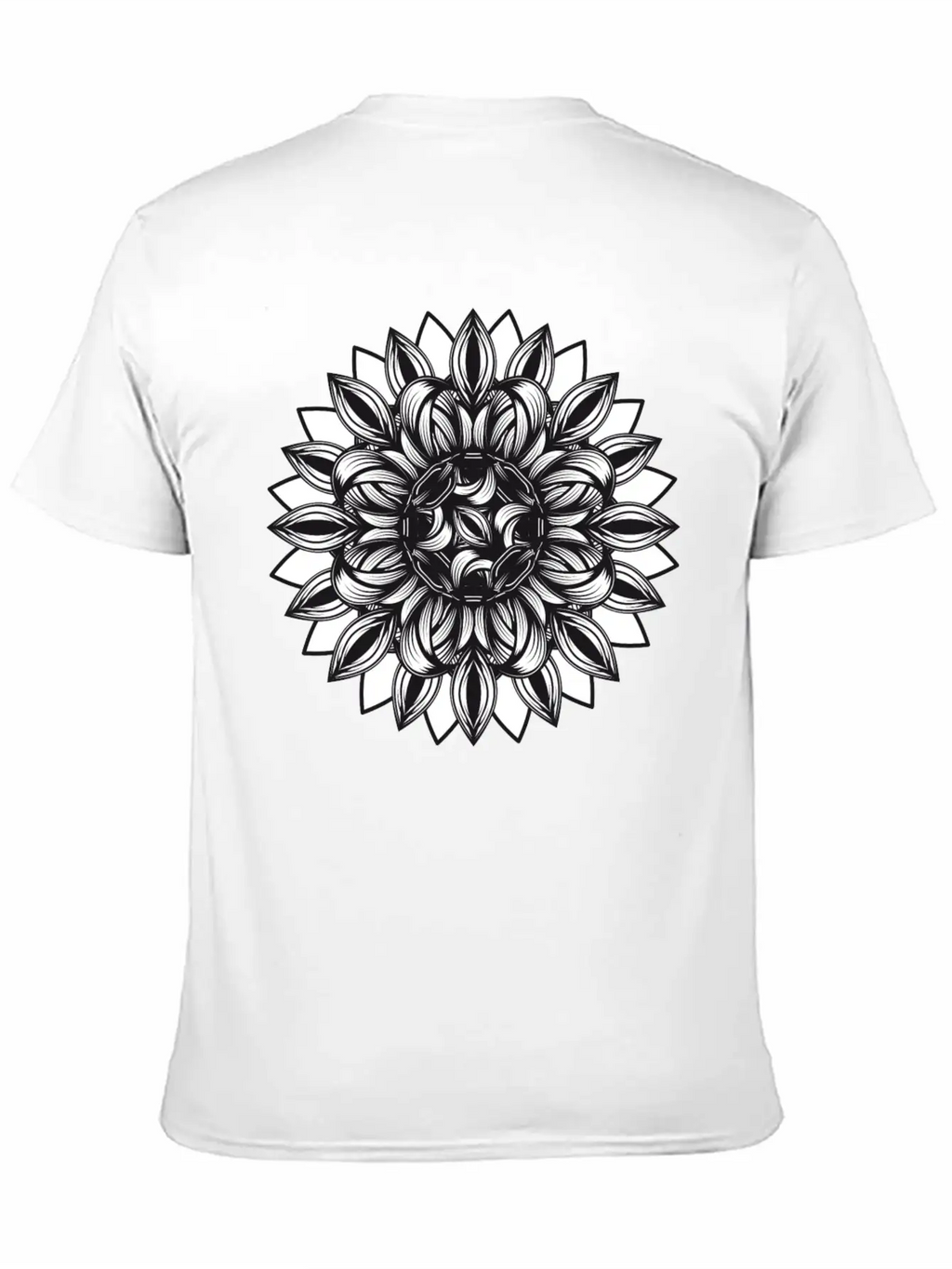 Black And White Tangled Flower Ornament Classic Cotton Tee – Unisex Comfort For Any Season