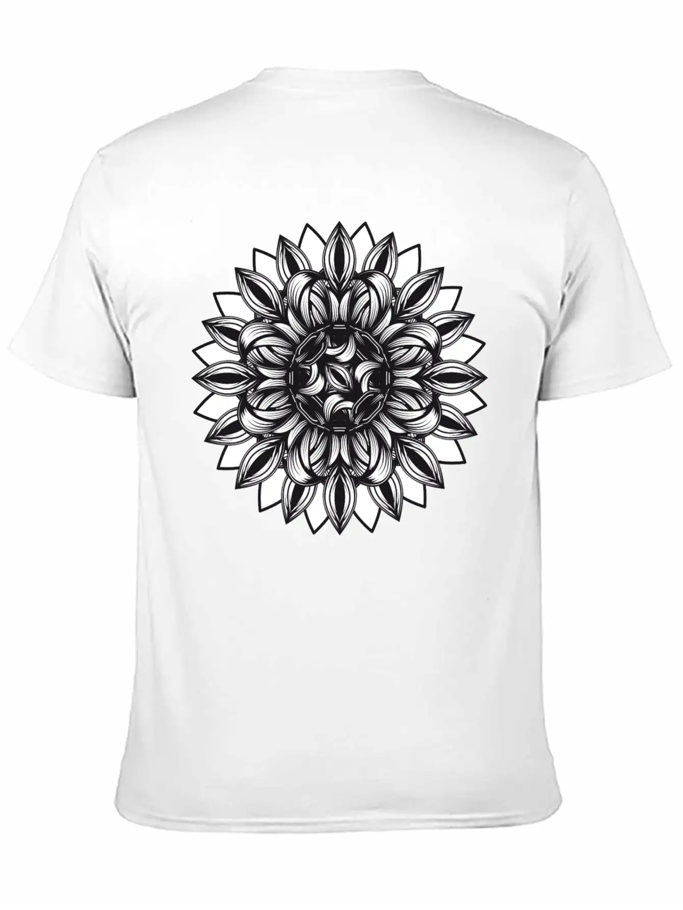 Black And White Tangled Flower Ornament Classic Cotton Tee – Unisex Comfort For Any Season