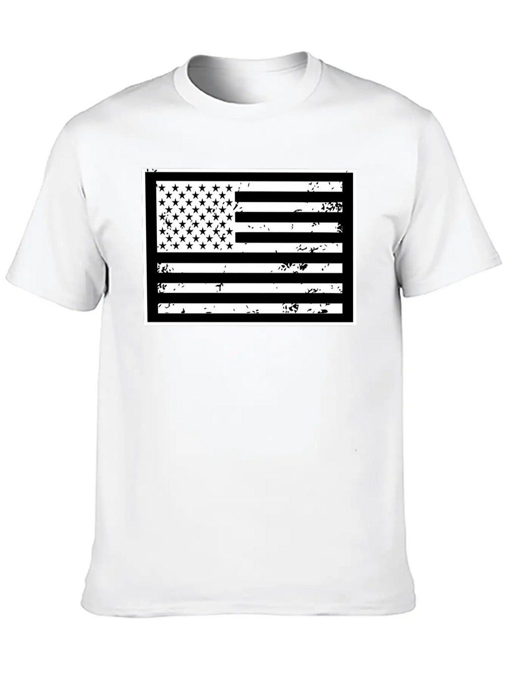 Black And White United States Of America Flag Timeless Short Sleeve Tee – Comfy And Minimalist Design