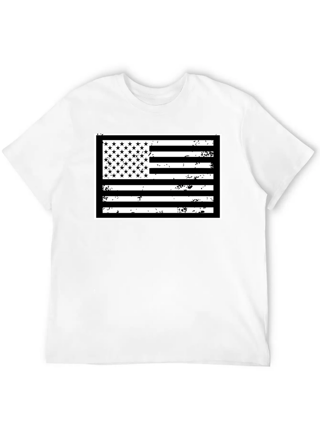 Black And White United States Of America Flag Timeless Short Sleeve Tee – Comfy And Minimalist Design