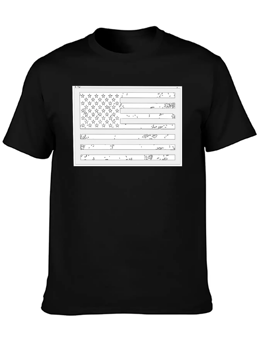Black And White United States Of America Flag Timeless Short Sleeve Tee – Comfy And Minimalist Design