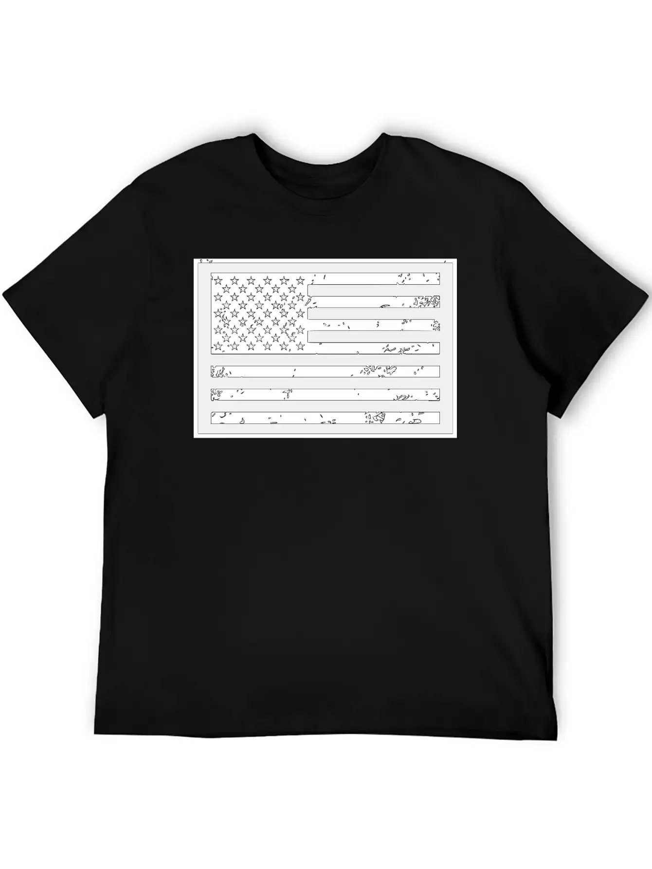 Black And White United States Of America Flag Timeless Short Sleeve Tee – Comfy And Minimalist Design