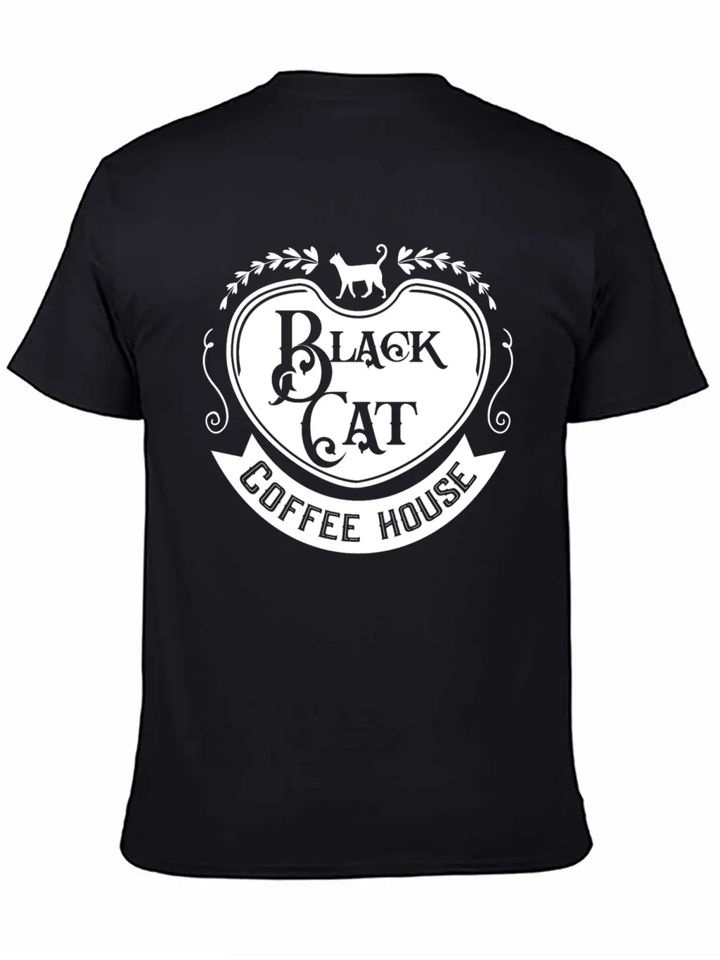 Black Cat Coffee House Unisex Casual T-Shirt – Clean Design For Daily Comfort