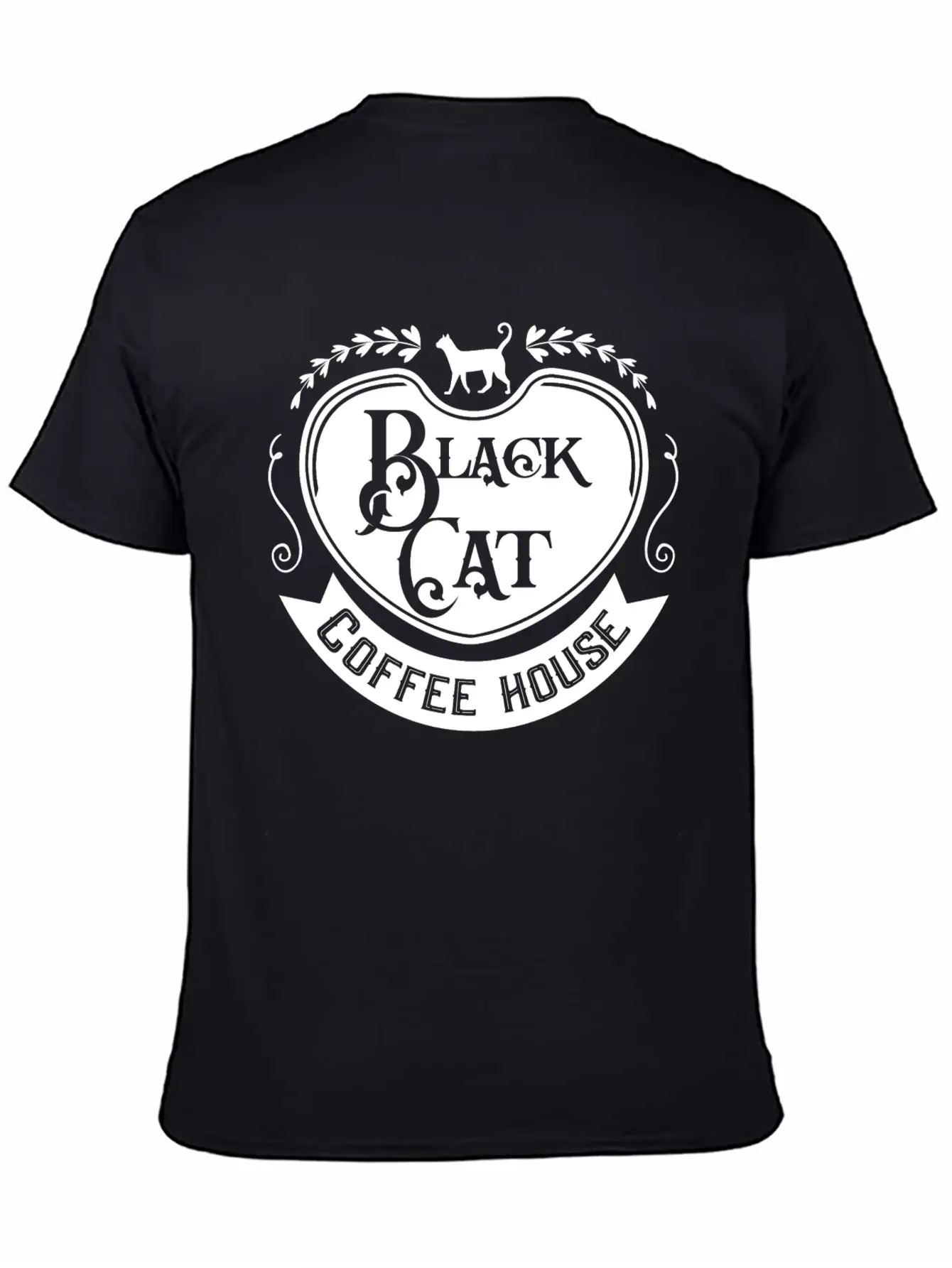 Black Cat Coffee House Unisex Casual T-Shirt – Clean Design For Daily Comfort