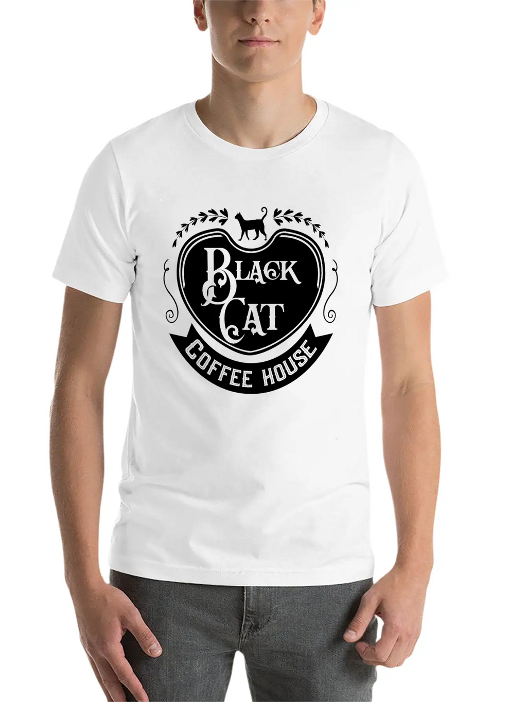 Black Cat Coffee House Unisex Casual T-Shirt – Clean Design For Daily Comfort