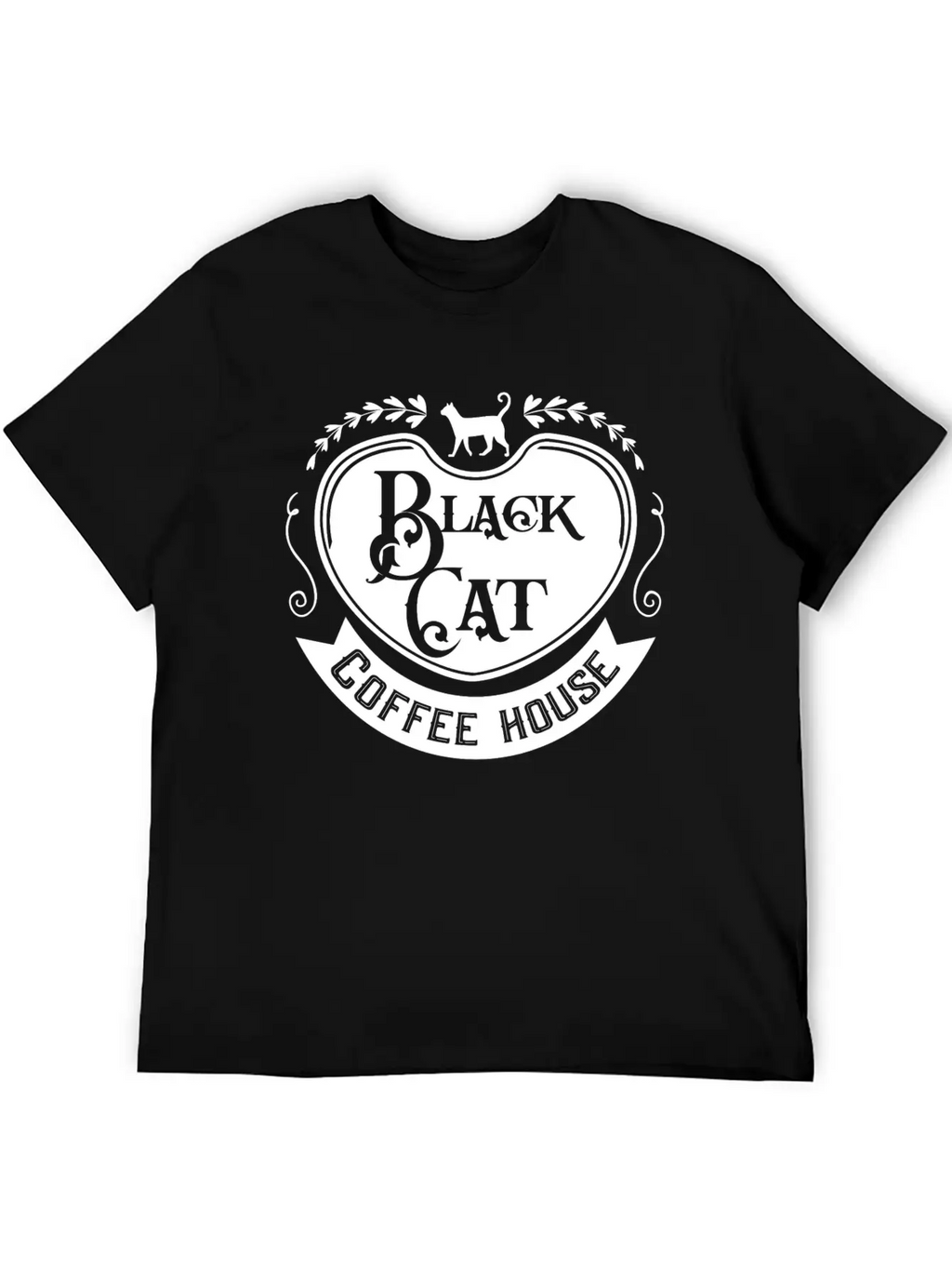 Black Cat Coffee House Unisex Casual T-Shirt – Clean Design For Daily Comfort