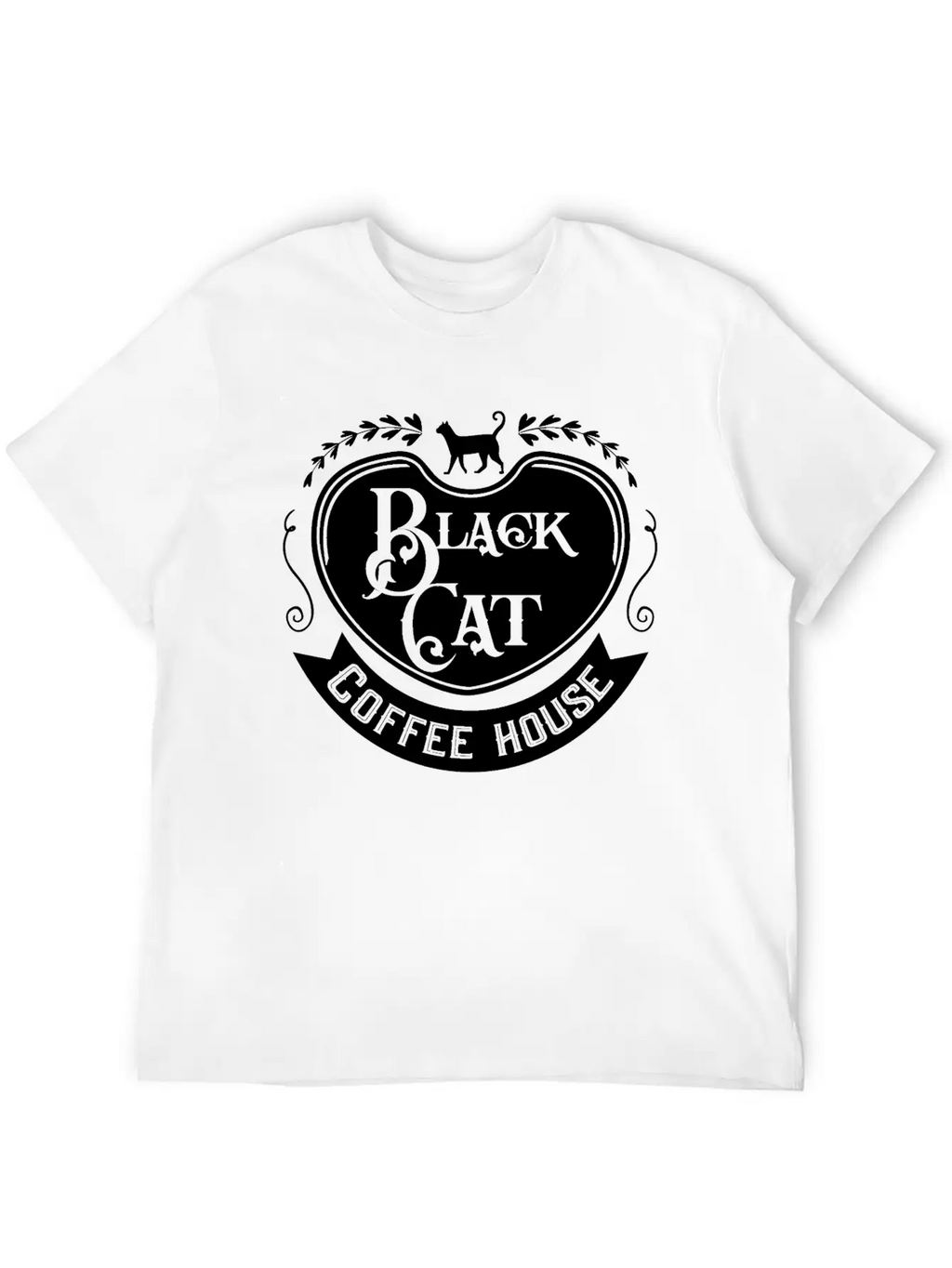 Black Cat Coffee House Unisex Casual T-Shirt – Clean Design For Daily Comfort