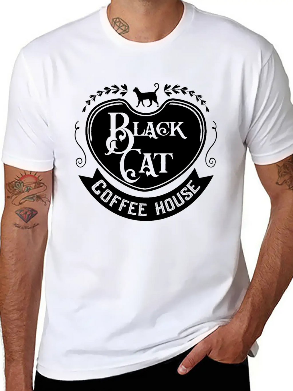Black Cat Coffee House Unisex Casual T-Shirt – Clean Design For Daily Comfort