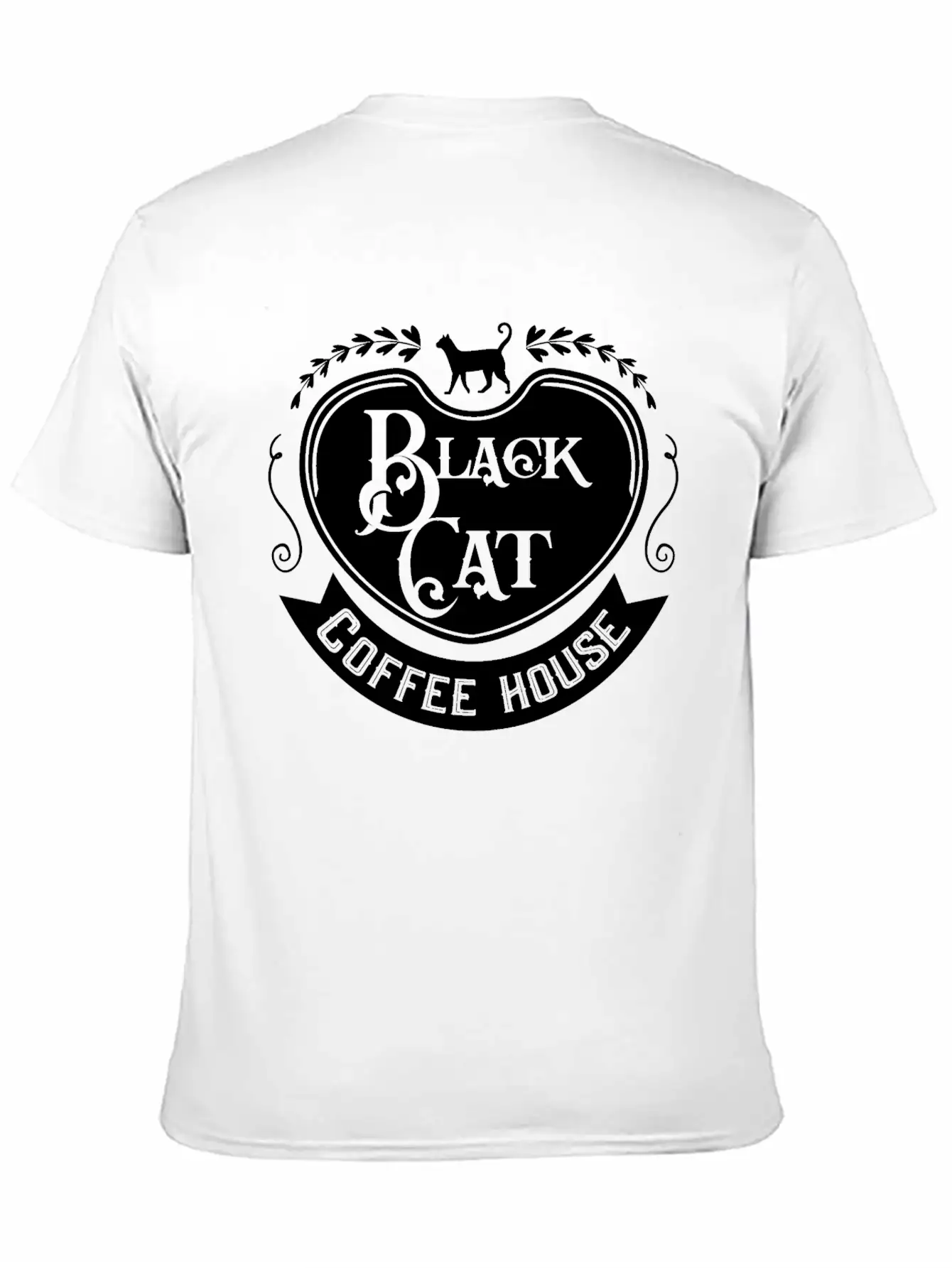 Black Cat Coffee House Unisex Casual T-Shirt – Clean Design For Daily Comfort