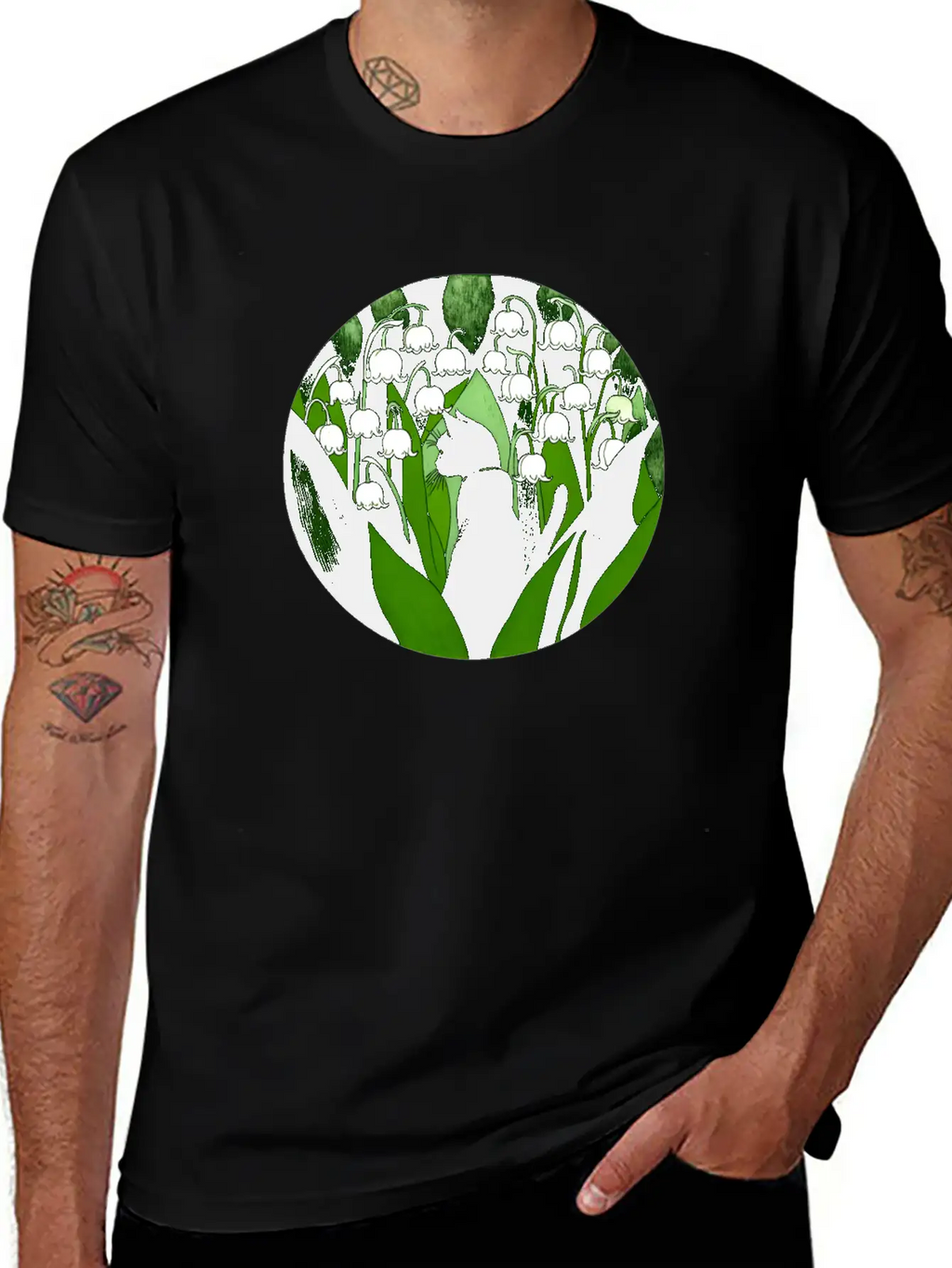 Black Cat Lily Of The Valley Breathable Soft Cotton T-Shirt – Timeless Casual Look