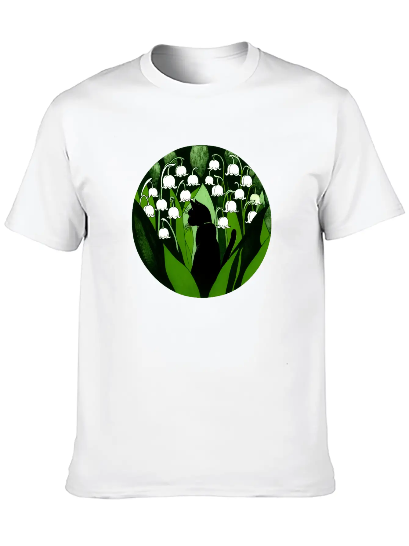 Black Cat Lily Of The Valley Breathable Soft Cotton T-Shirt – Timeless Casual Look