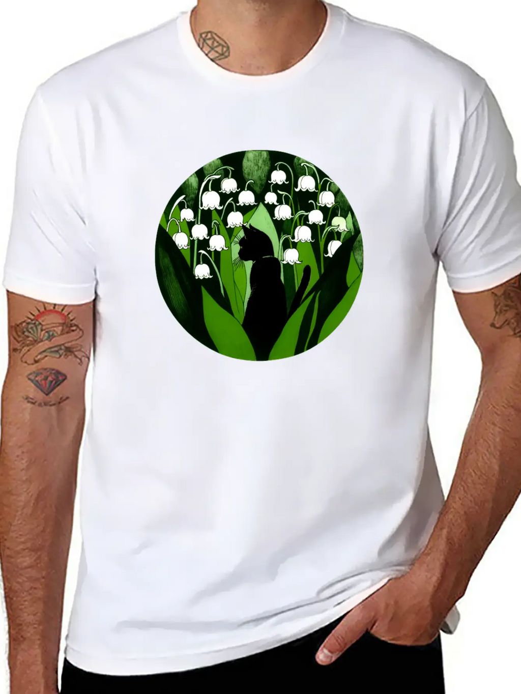 Black Cat Lily Of The Valley Breathable Soft Cotton T-Shirt – Timeless Casual Look