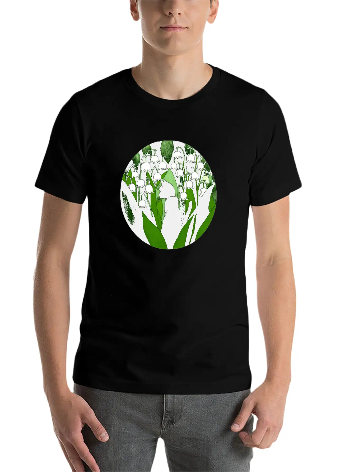 Black Cat Lily Of The Valley Breathable Soft Cotton T-Shirt – Timeless Casual Look