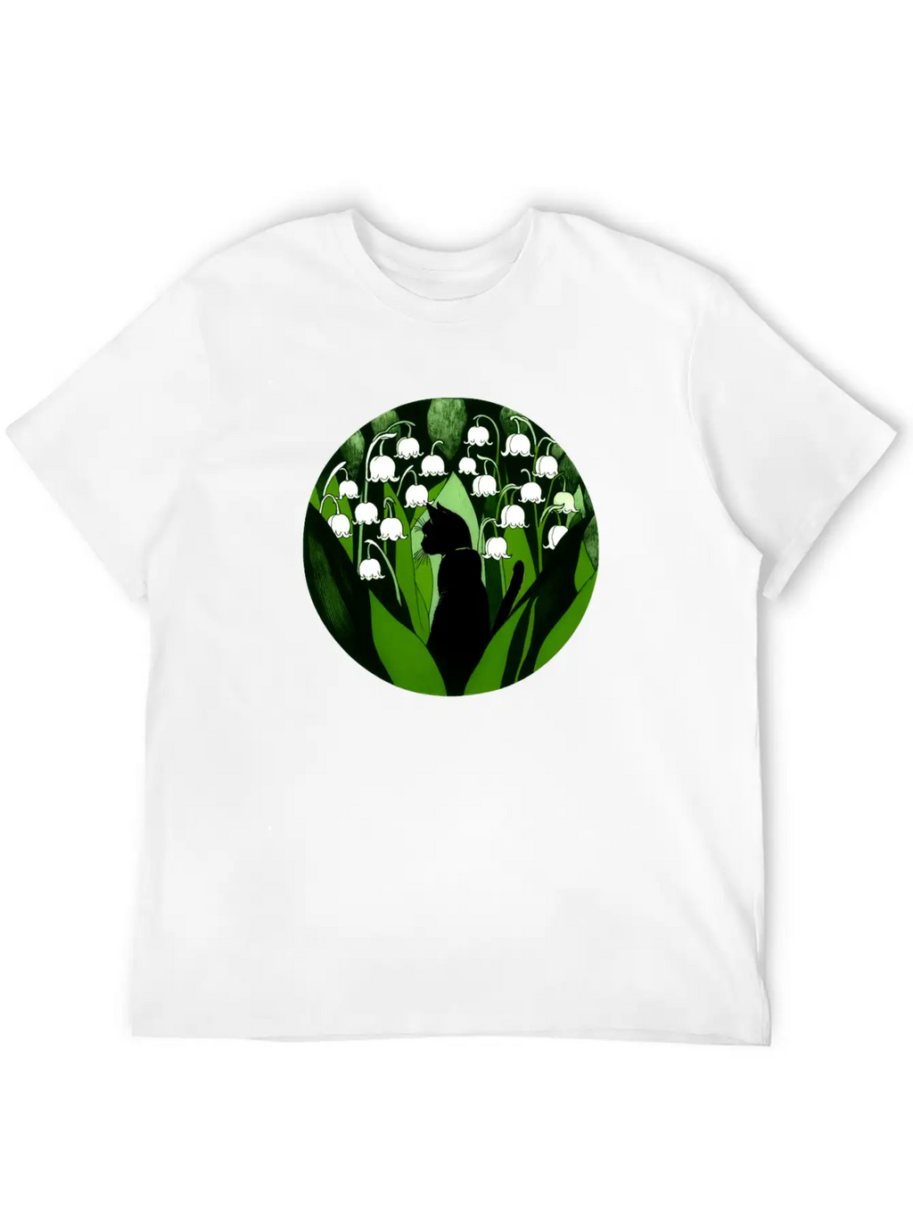 Black Cat Lily Of The Valley Breathable Soft Cotton T-Shirt – Timeless Casual Look