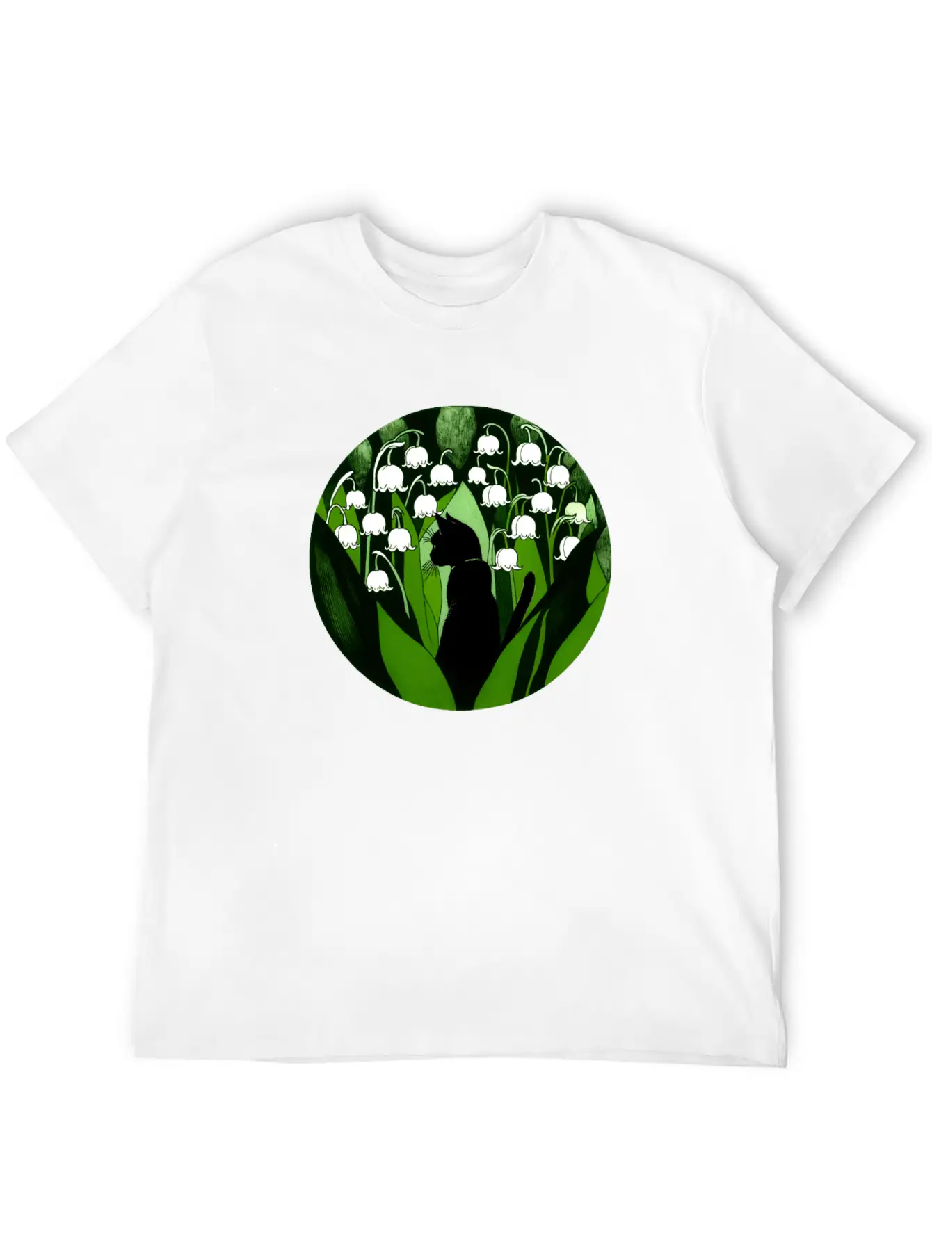 Black Cat Lily Of The Valley Breathable Soft Cotton T-Shirt – Timeless Casual Look