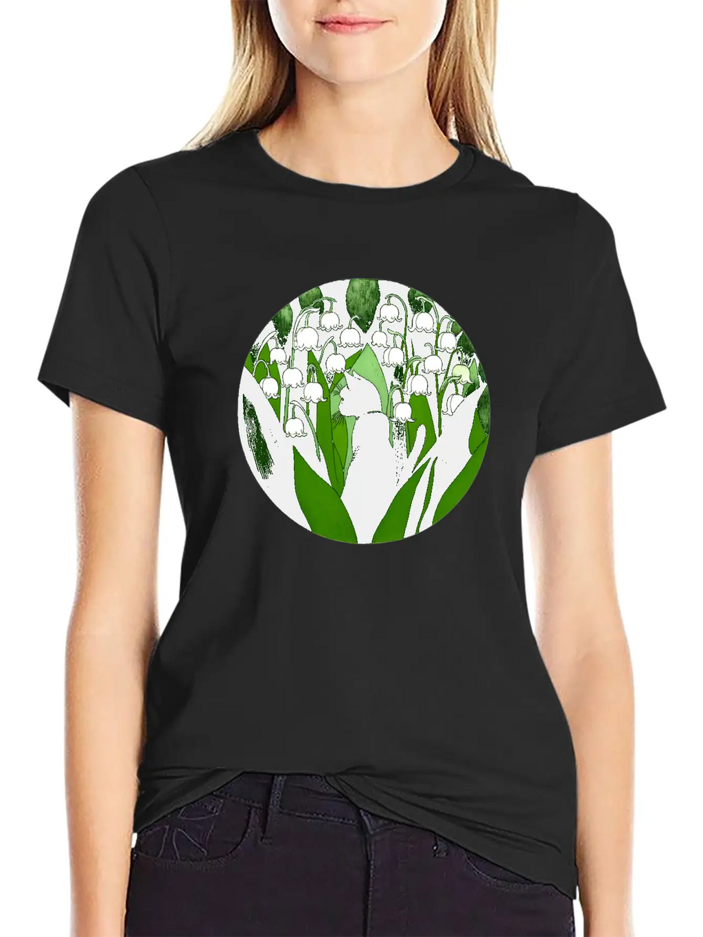 Black Cat Lily Of The Valley Breathable Soft Cotton T-Shirt – Timeless Casual Look