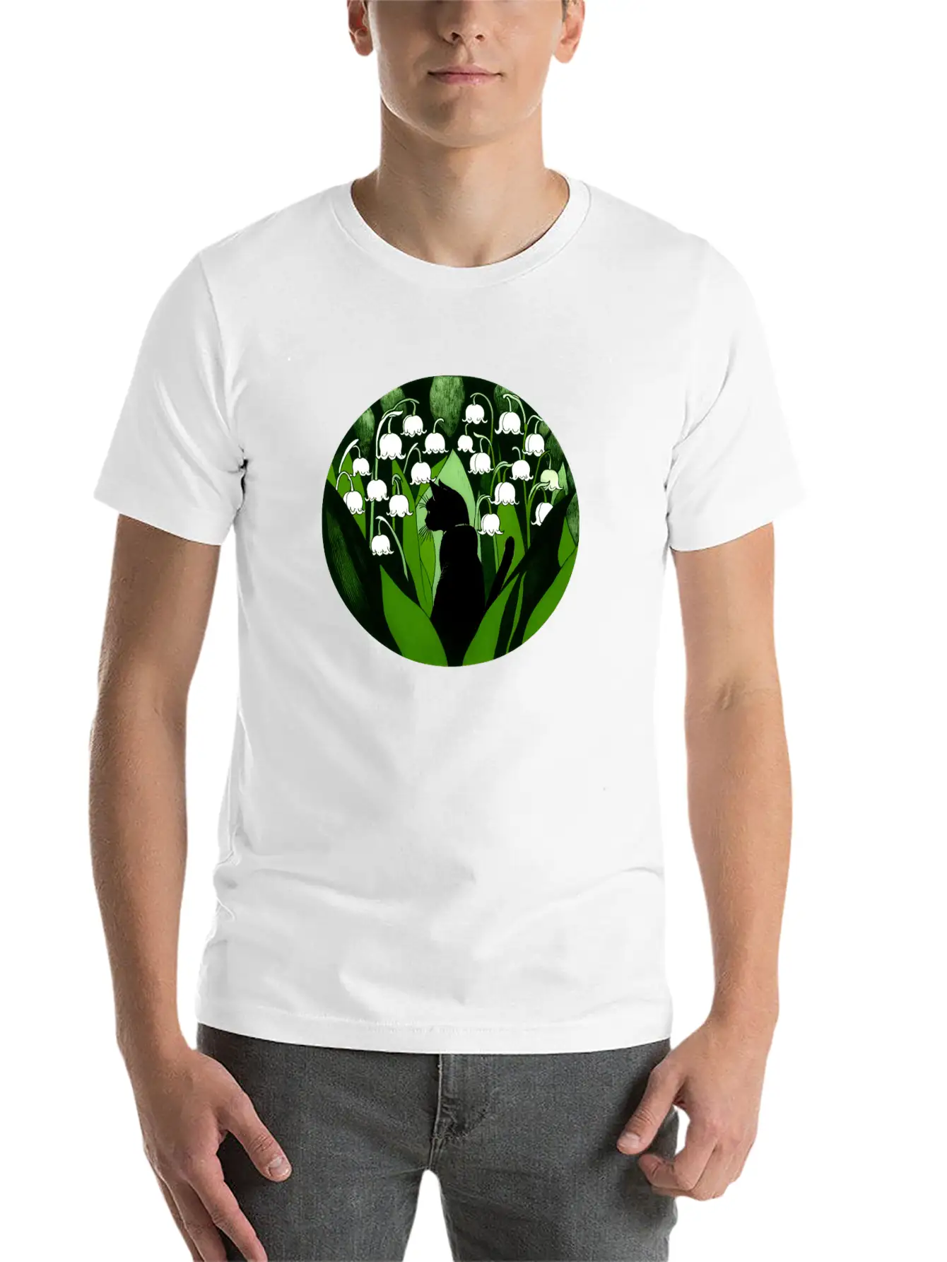 Black Cat Lily Of The Valley Breathable Soft Cotton T-Shirt – Timeless Casual Look