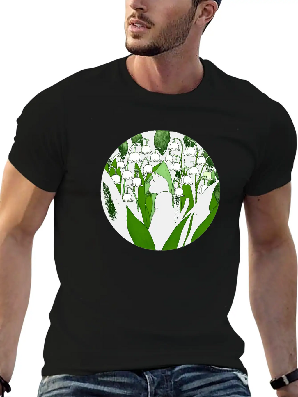 Black Cat Lily Of The Valley Breathable Soft Cotton T-Shirt – Timeless Casual Look