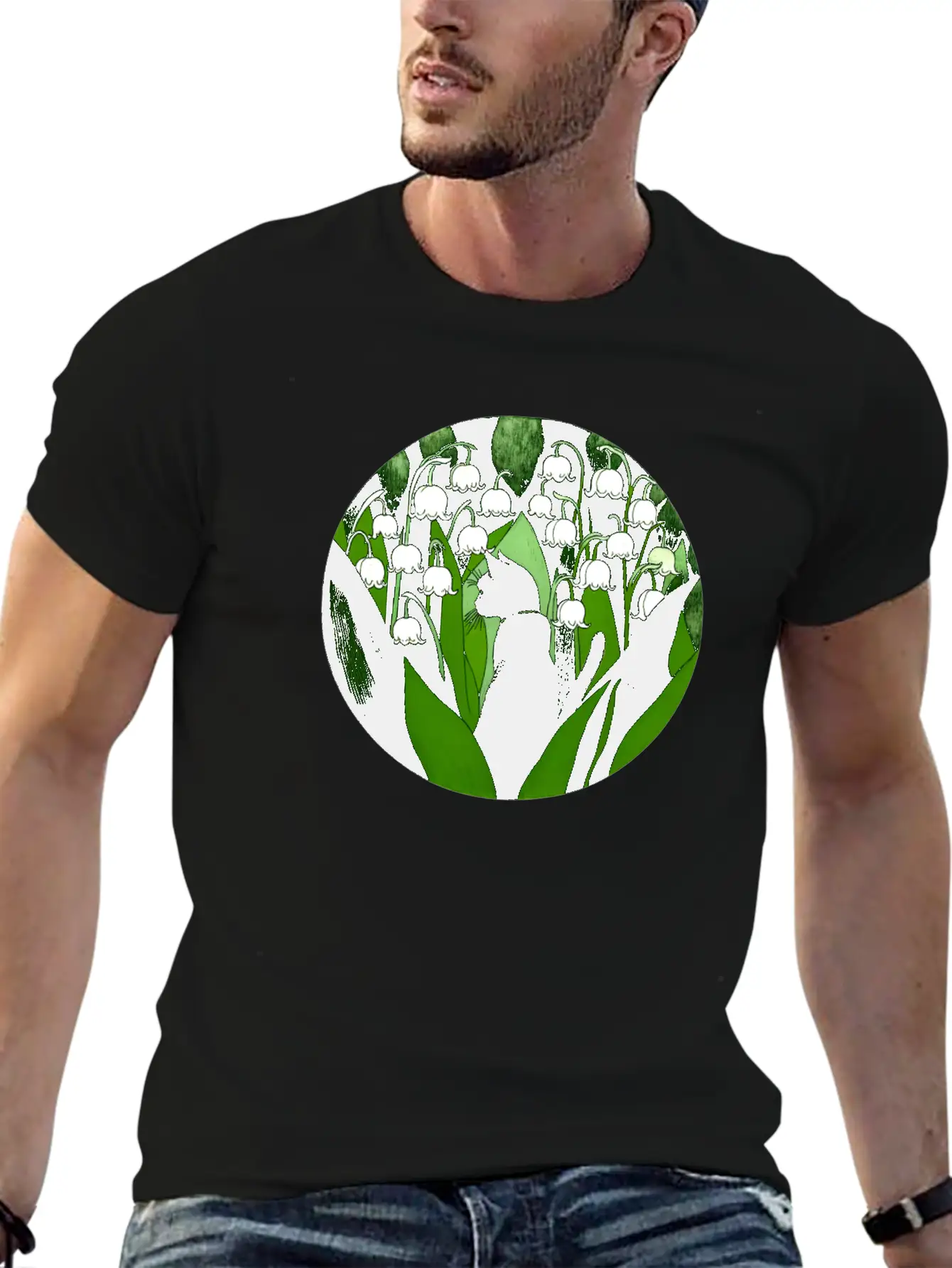 Black Cat Lily Of The Valley Breathable Soft Cotton T-Shirt – Timeless Casual Look