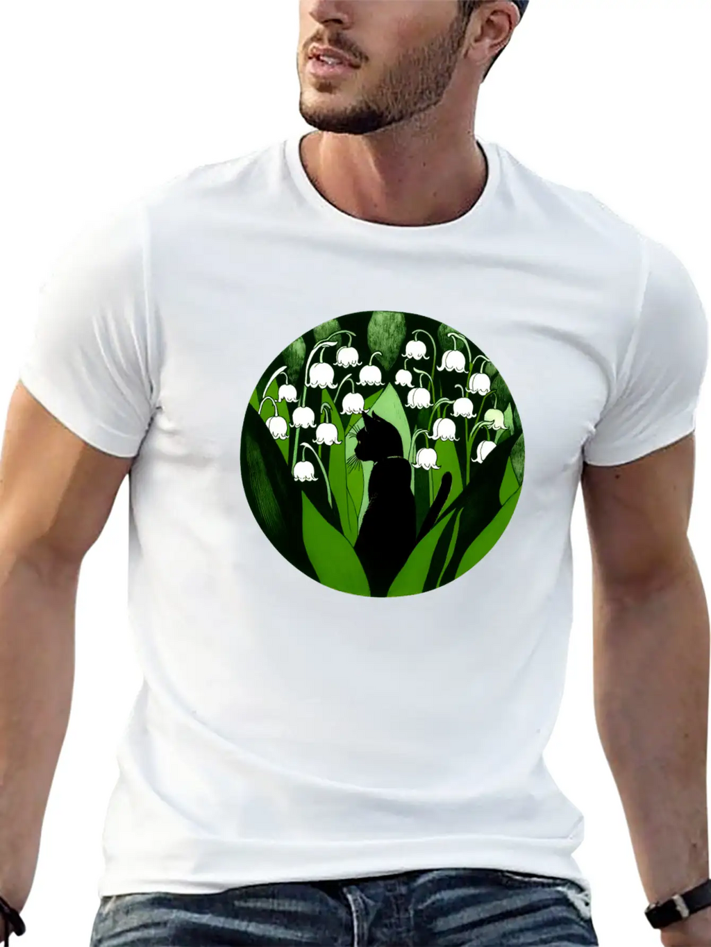 Black Cat Lily Of The Valley Breathable Soft Cotton T-Shirt – Timeless Casual Look