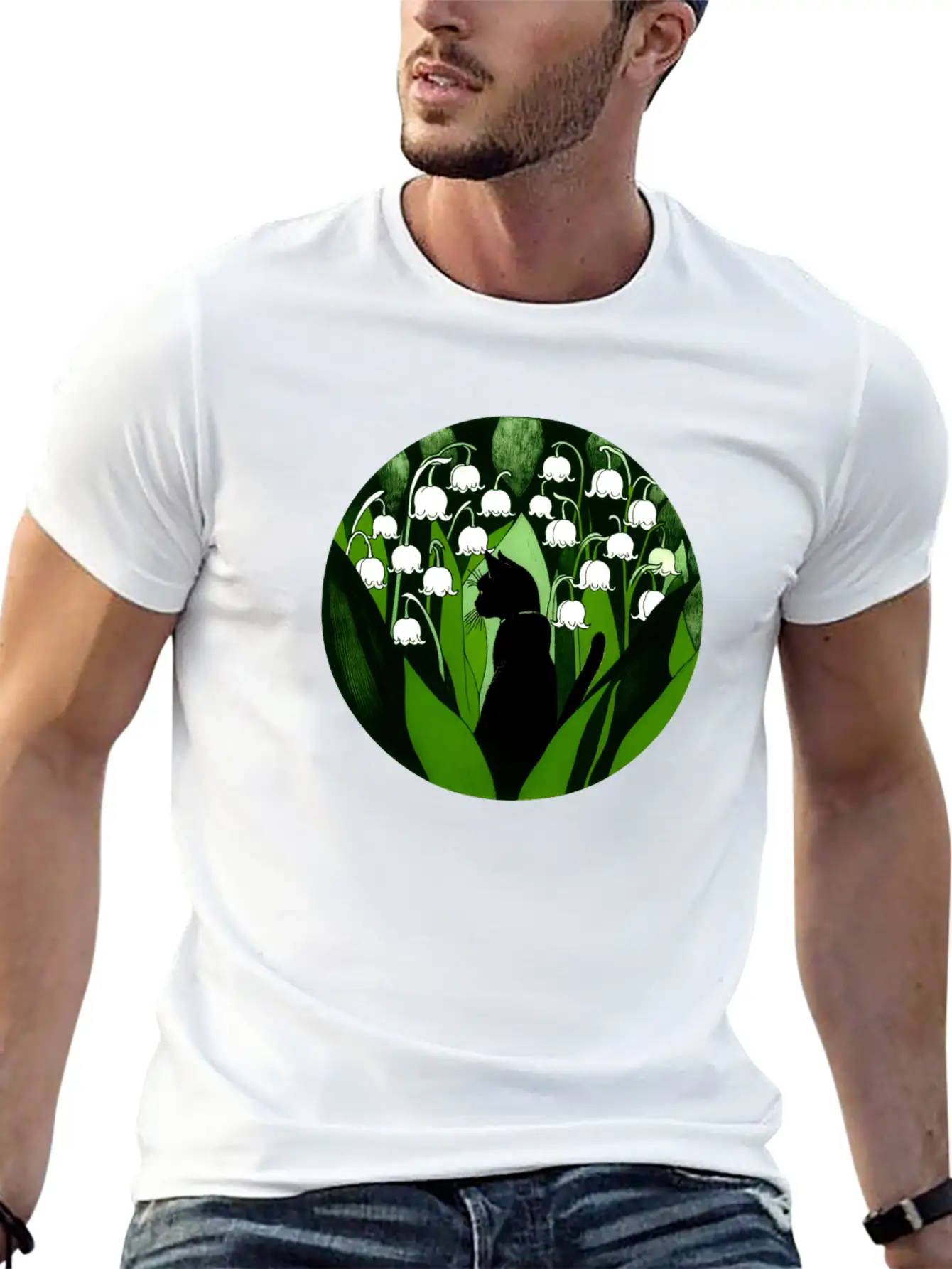 Black Cat Lily Of The Valley Breathable Soft Cotton T-Shirt – Timeless Casual Look