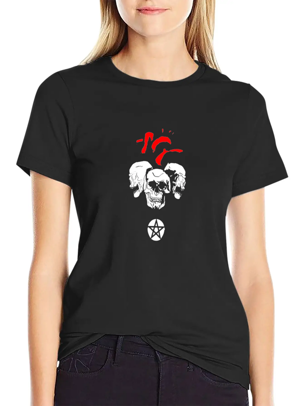 Black Heart Pentagram Skull Goth Clothing Stylish Everyday T-Shirt – Unisex Basic Cotton Tee