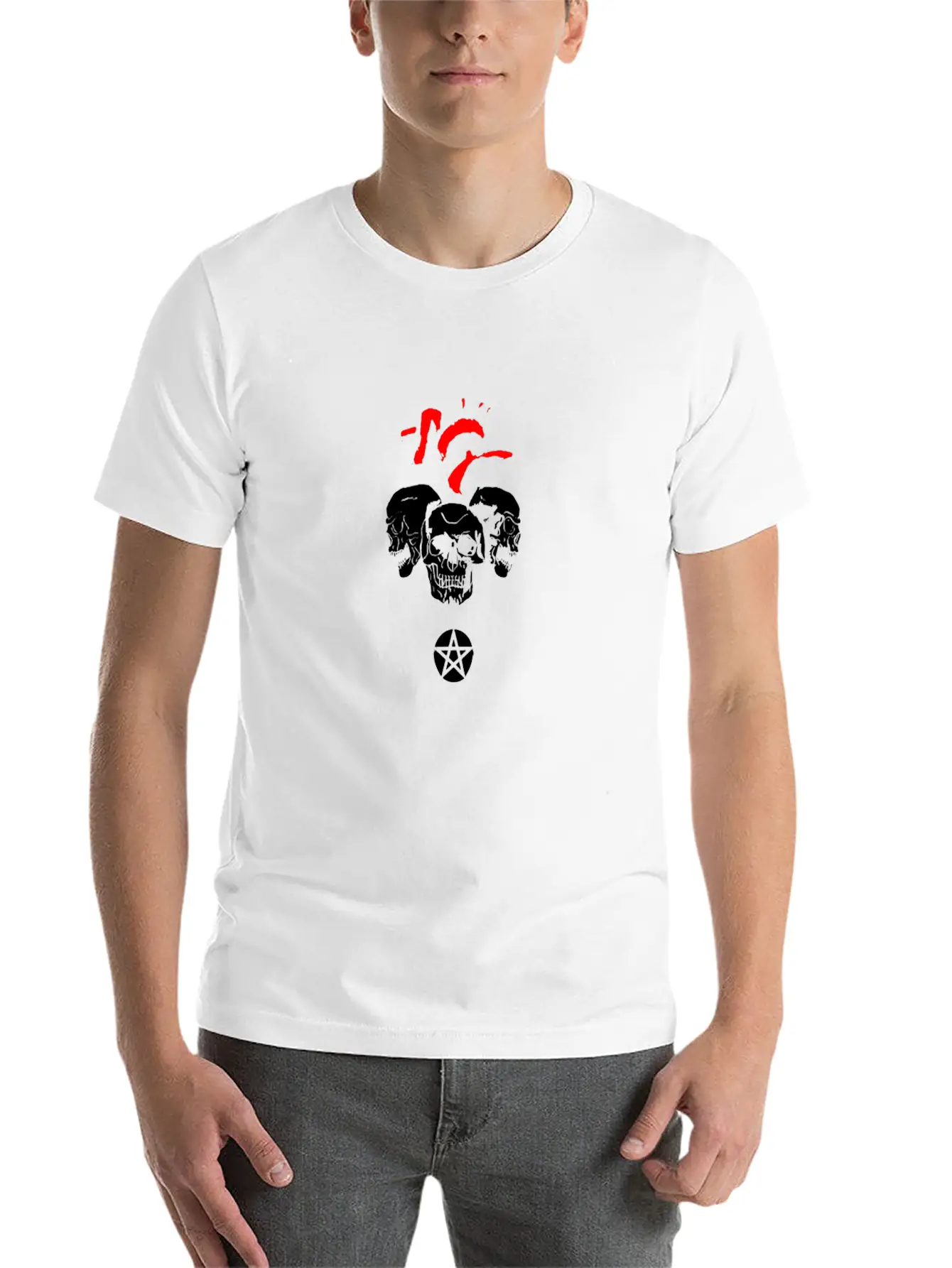 Black Heart Pentagram Skull Goth Clothing Stylish Everyday T-Shirt – Unisex Basic Cotton Tee