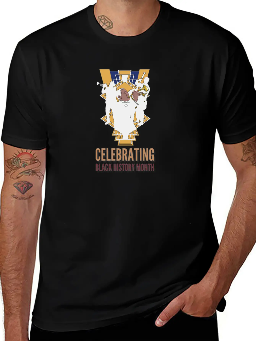 Black History Month Jazz Design Basic Graphic T-Shirt – Daily Comfort In Soft Cotton