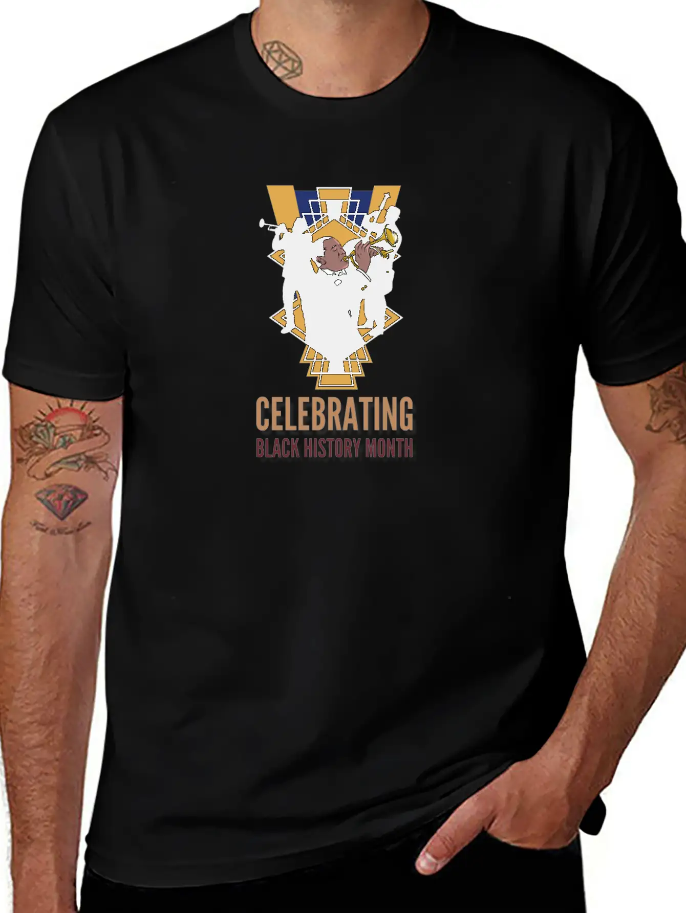 Black History Month Jazz Design Basic Graphic T-Shirt – Daily Comfort In Soft Cotton