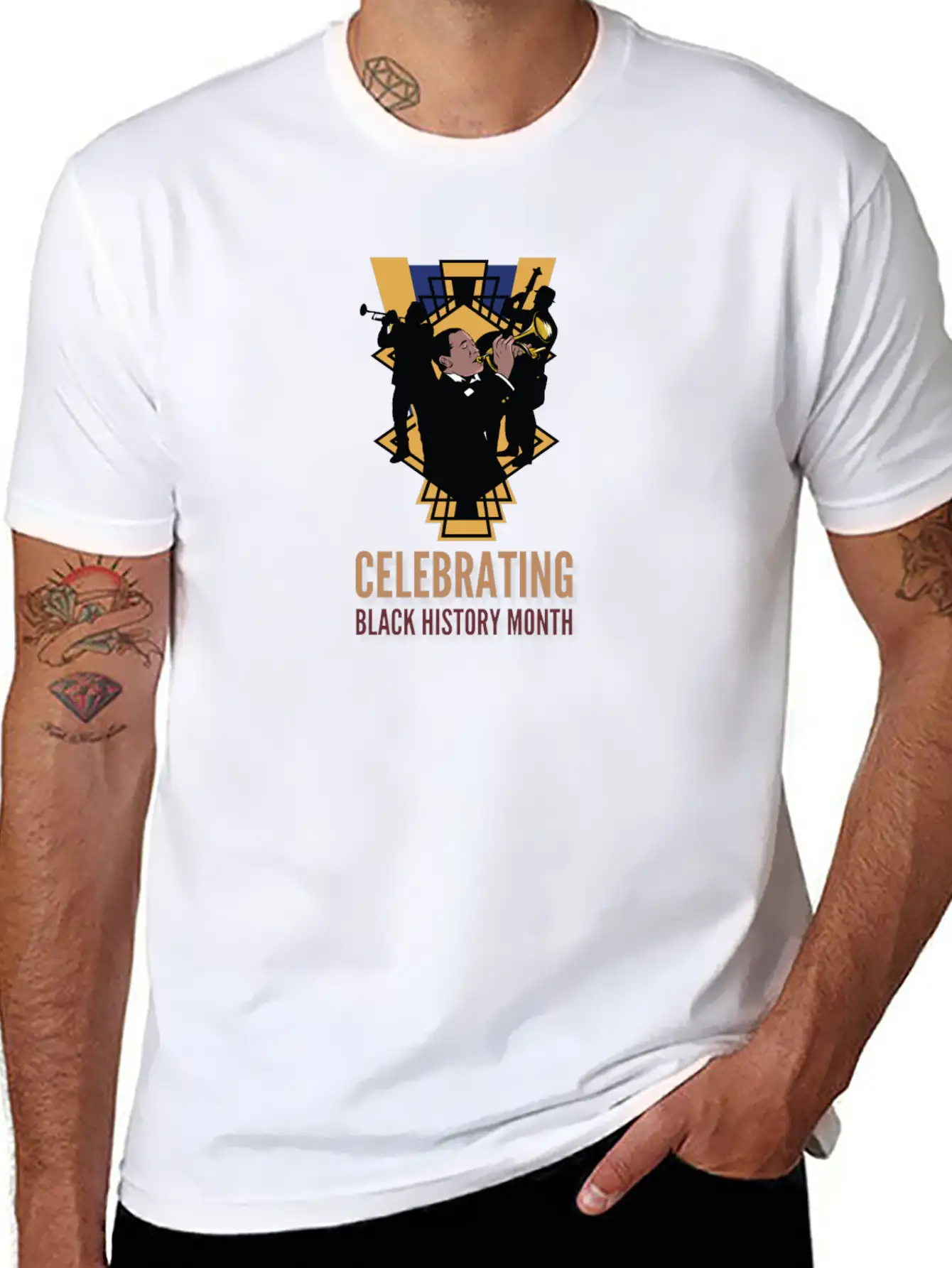 Black History Month Jazz Design Basic Graphic T-Shirt – Daily Comfort In Soft Cotton