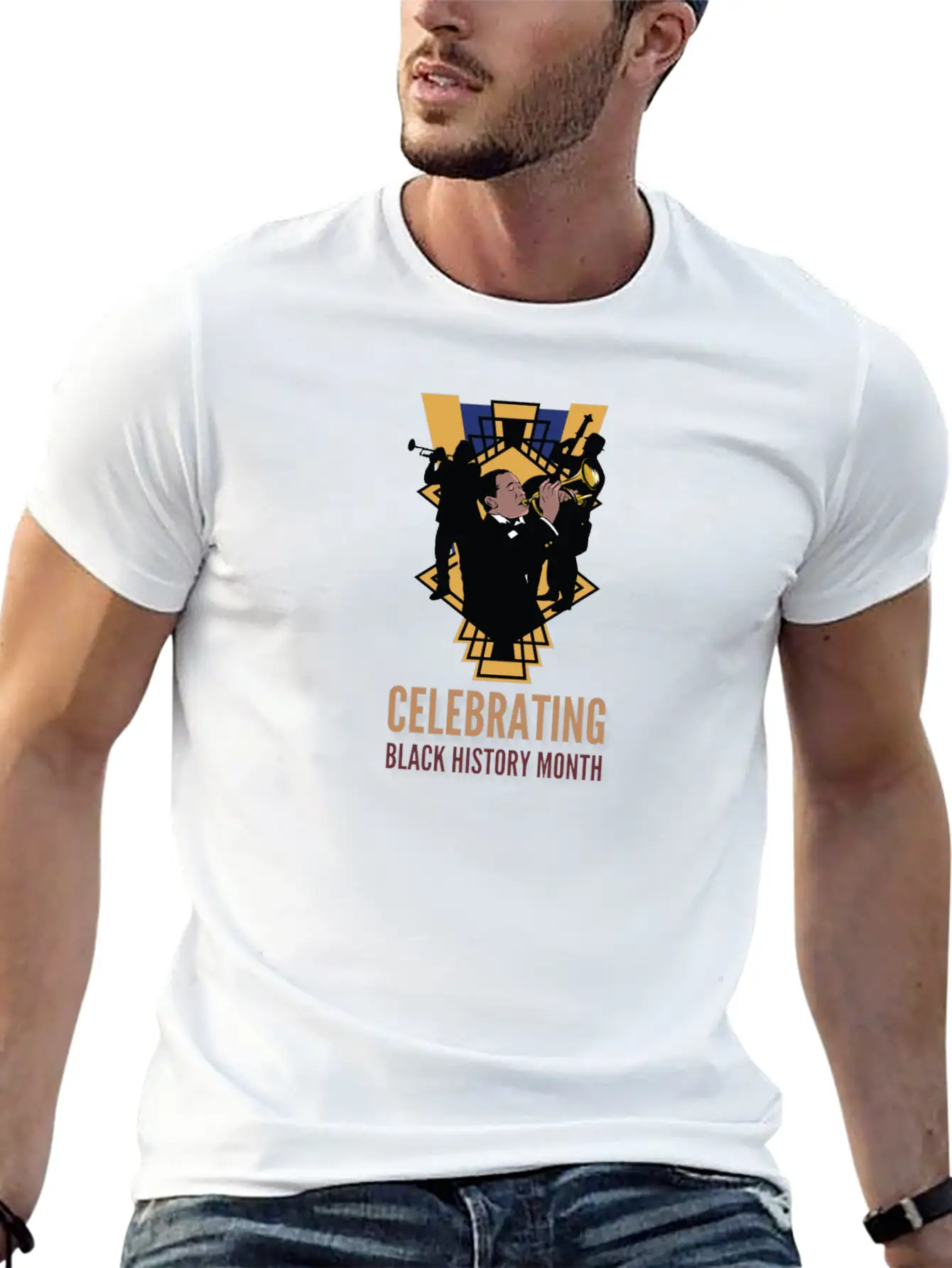 Black History Month Jazz Design Basic Graphic T-Shirt – Daily Comfort In Soft Cotton