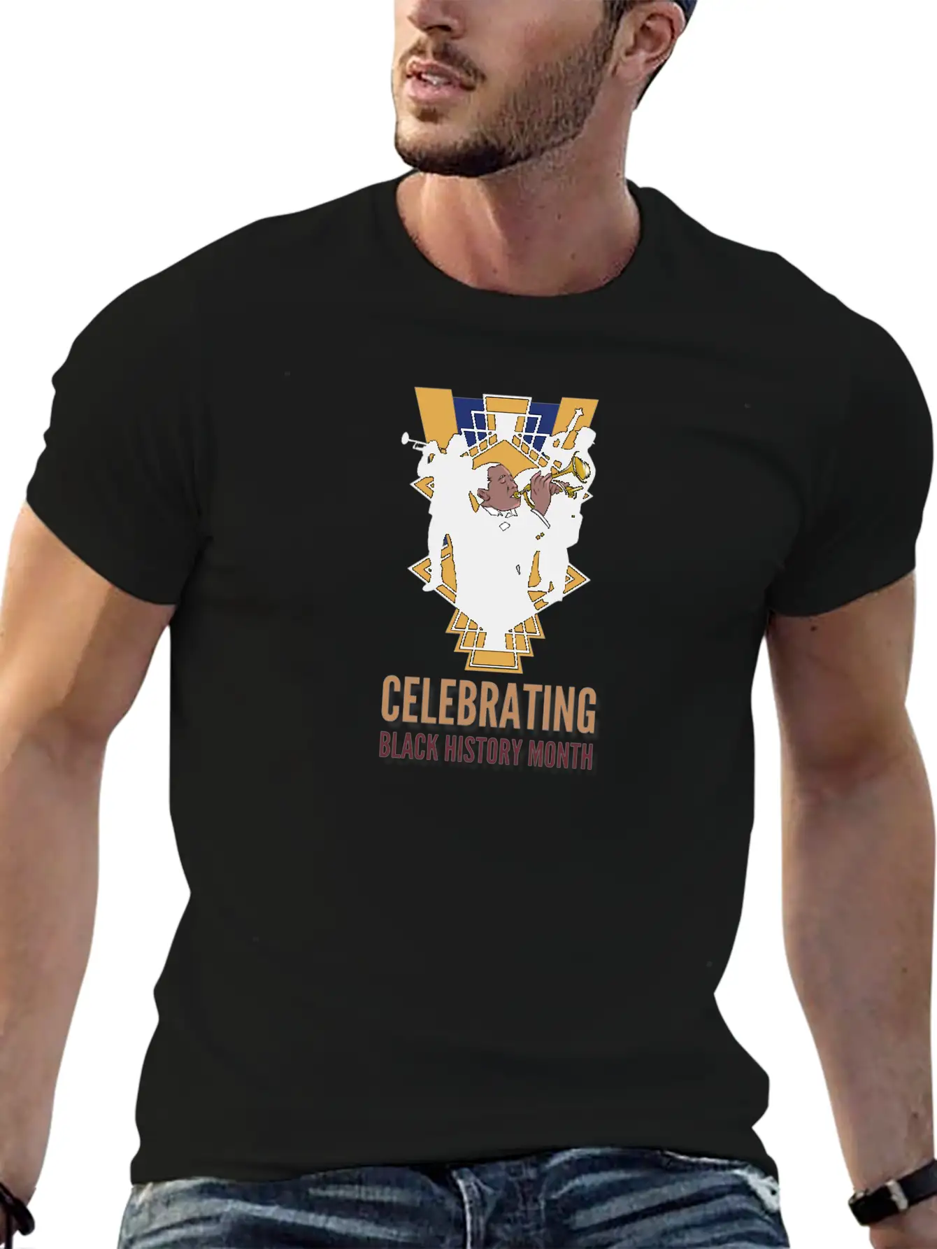 Black History Month Jazz Design Basic Graphic T-Shirt – Daily Comfort In Soft Cotton