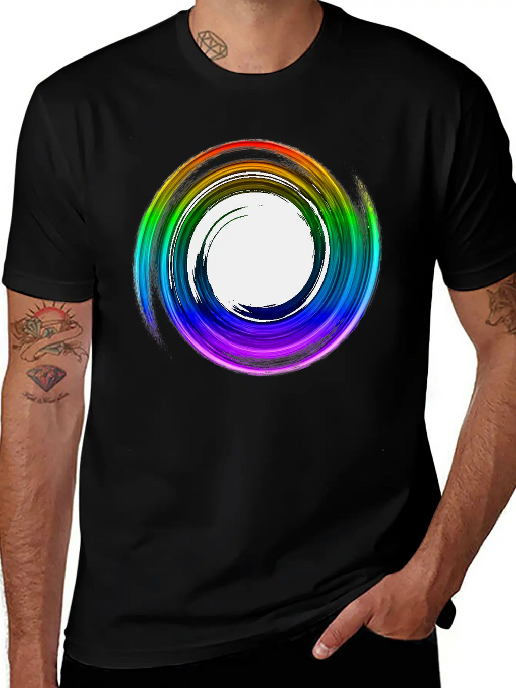 Black Hole Space Universe Physics Cosmos Rainbow Essential Cotton Tee For Daily Outfits – Unisex Style