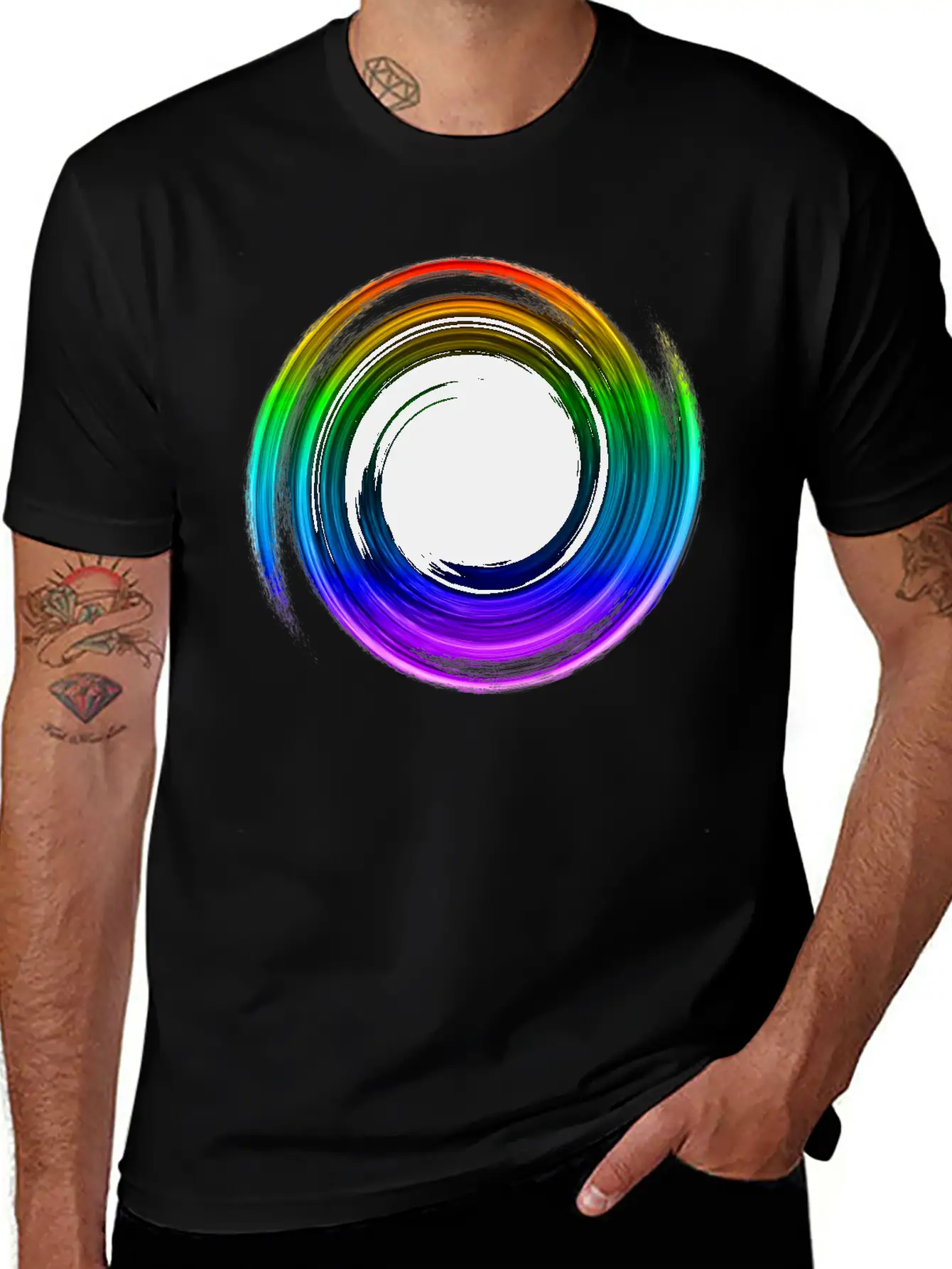 Black Hole Space Universe Physics Cosmos Rainbow Essential Cotton Tee For Daily Outfits – Unisex Style