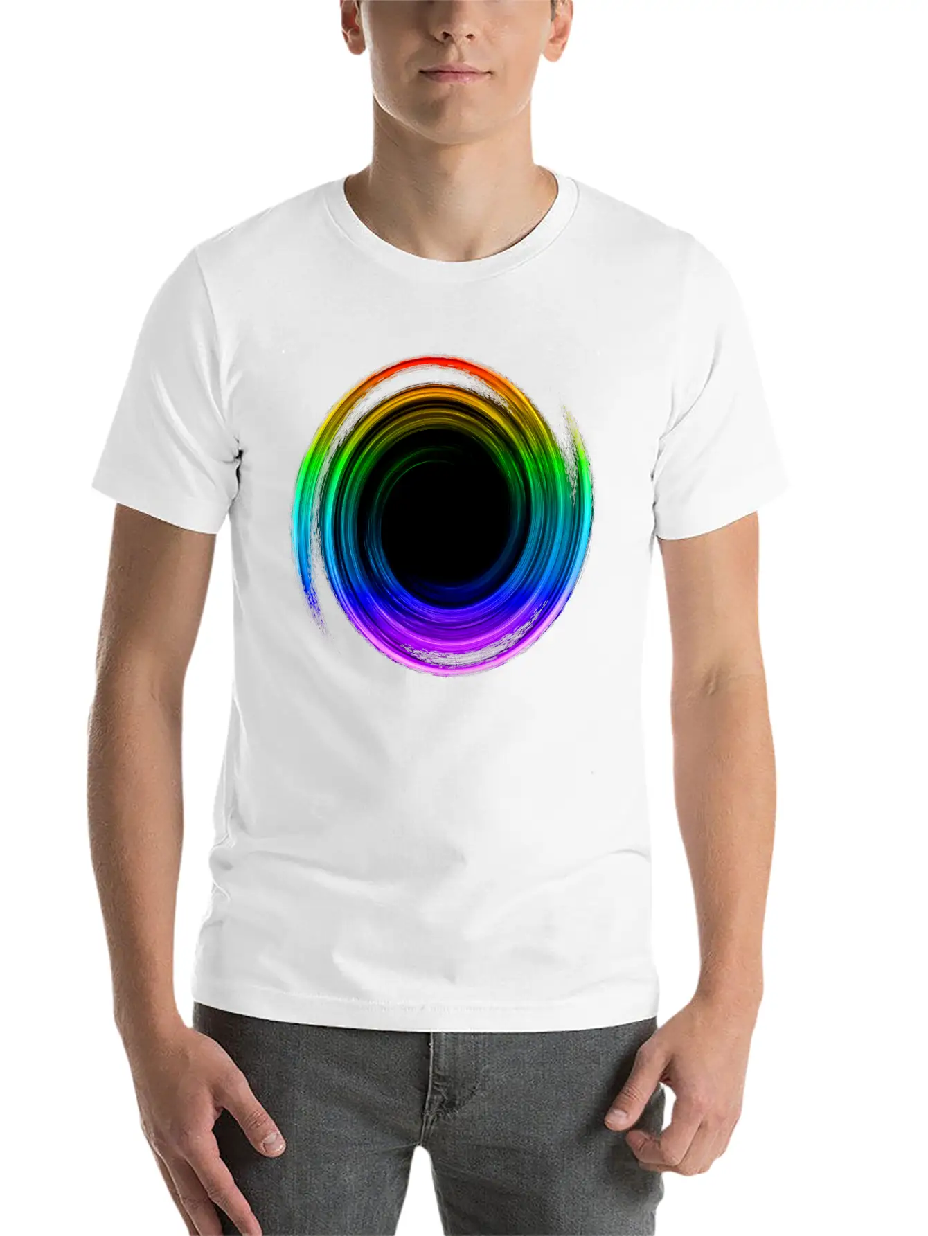 Black Hole Space Universe Physics Cosmos Rainbow Essential Cotton Tee For Daily Outfits – Unisex Style