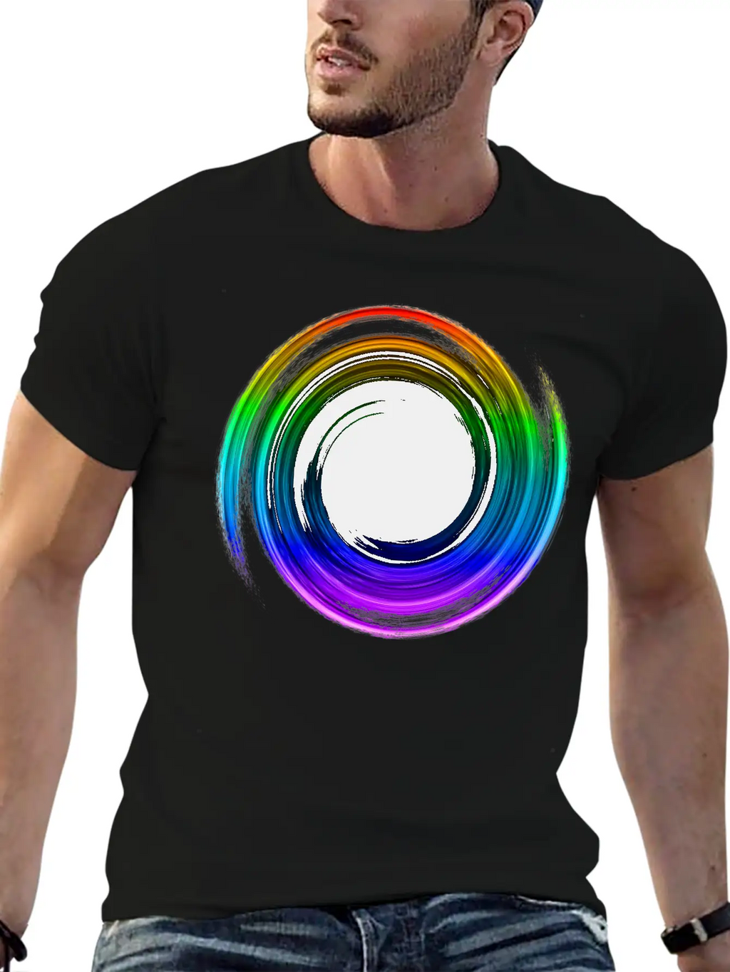 Black Hole Space Universe Physics Cosmos Rainbow Essential Cotton Tee For Daily Outfits – Unisex Style