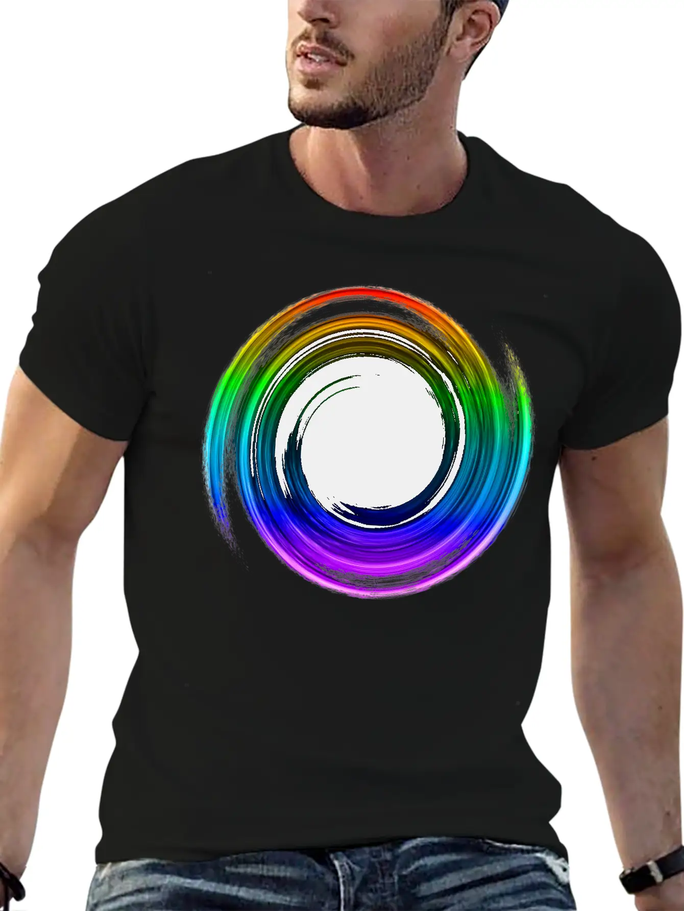 Black Hole Space Universe Physics Cosmos Rainbow Essential Cotton Tee For Daily Outfits – Unisex Style