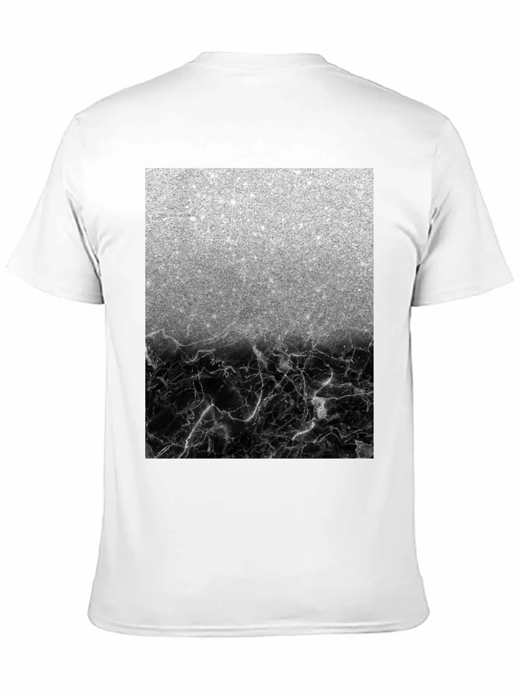 Black Marble And Silver Ombre Glitter Breathable Soft Cotton T-Shirt – Timeless Casual Look