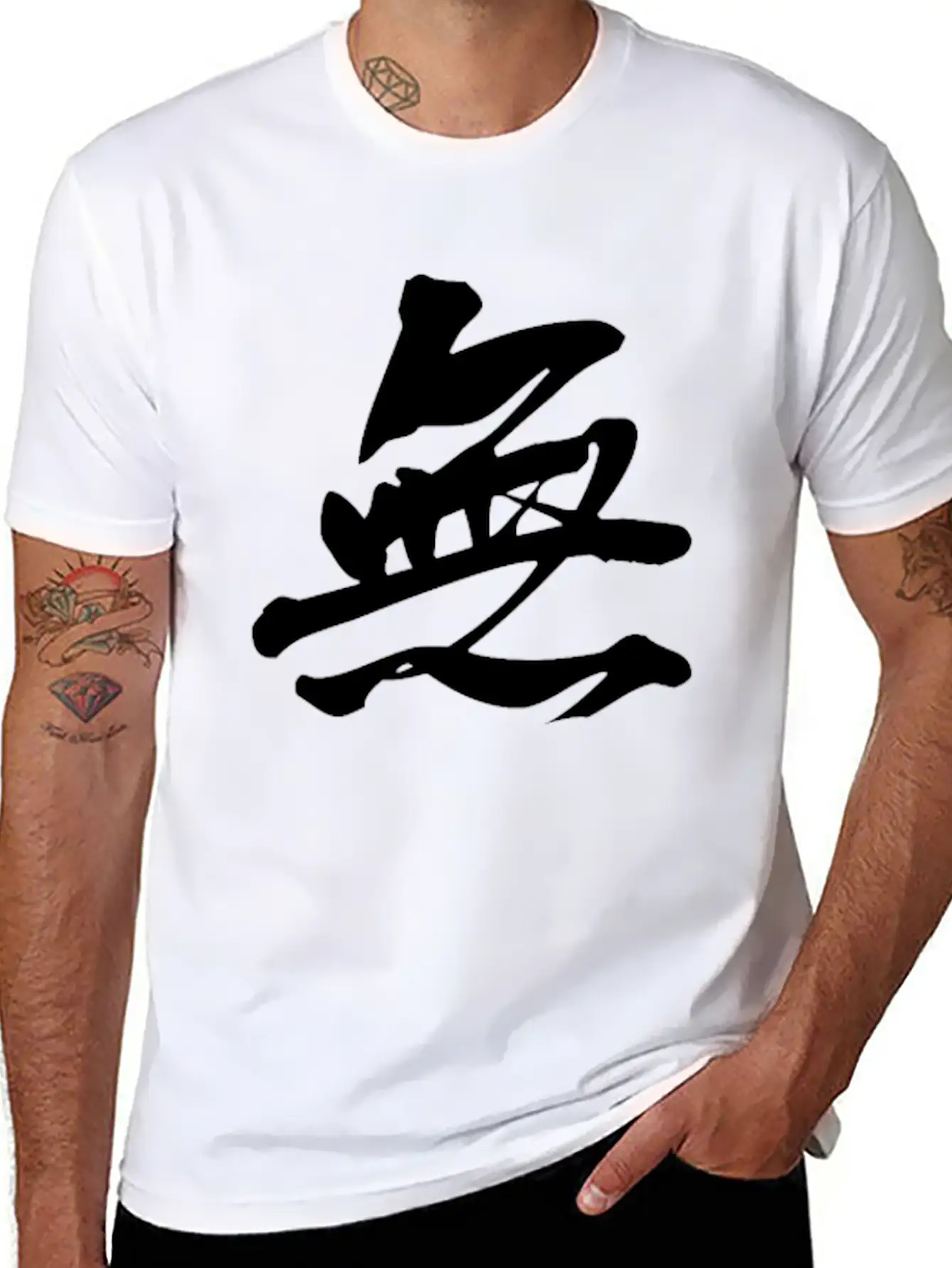 Black Mushin (No Mind In Vertical Kanji) Essential Unisex Summer Tee – Soft Cotton Casual Fit