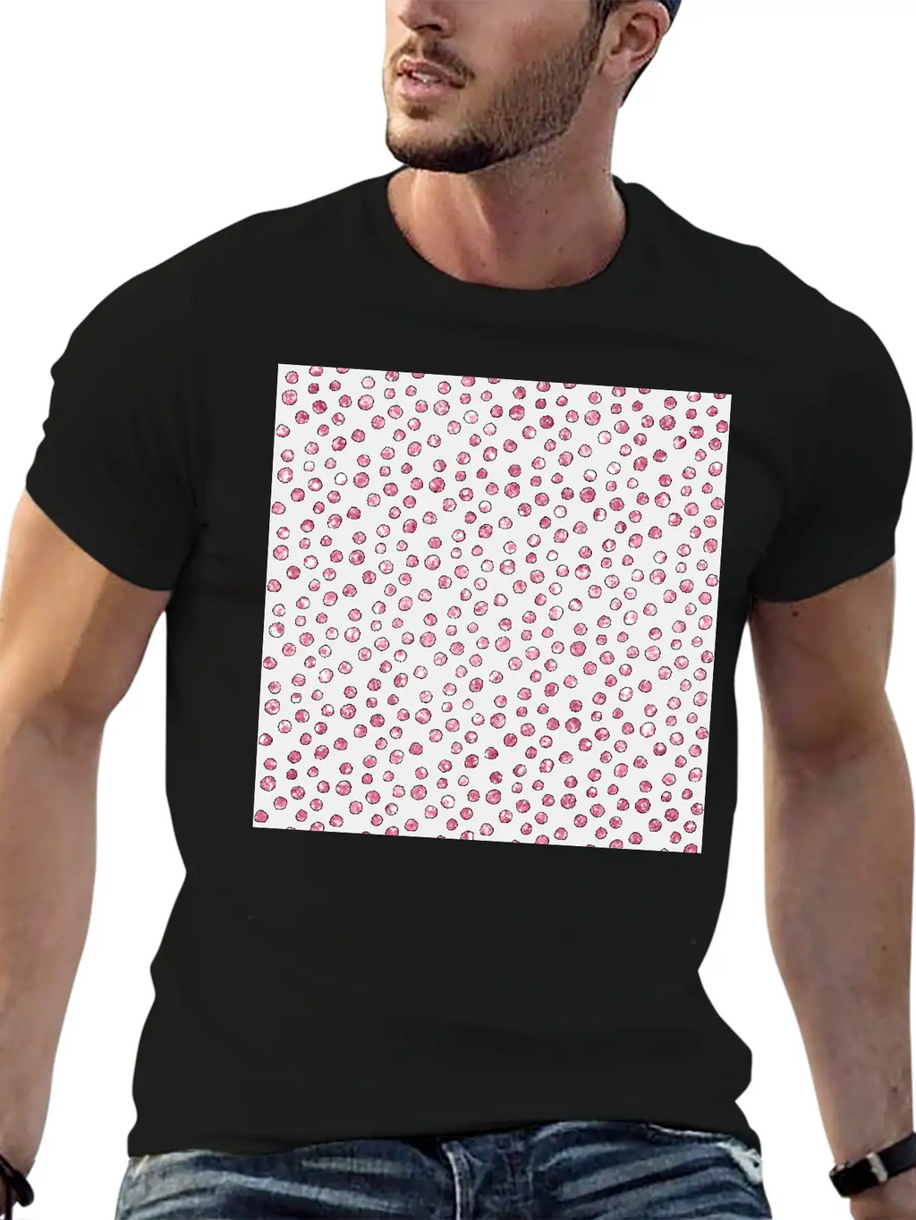Black Pink Spots Pattern Classic Cotton Tee – Unisex Comfort For Any Season