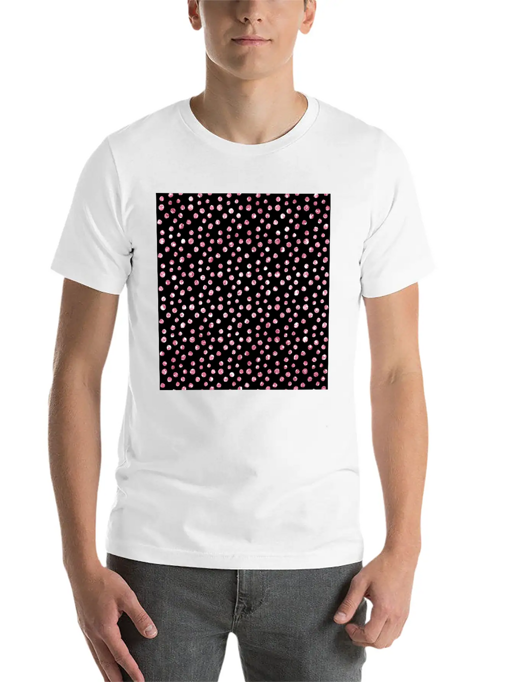 Black Pink Spots Pattern Classic Cotton Tee – Unisex Comfort For Any Season