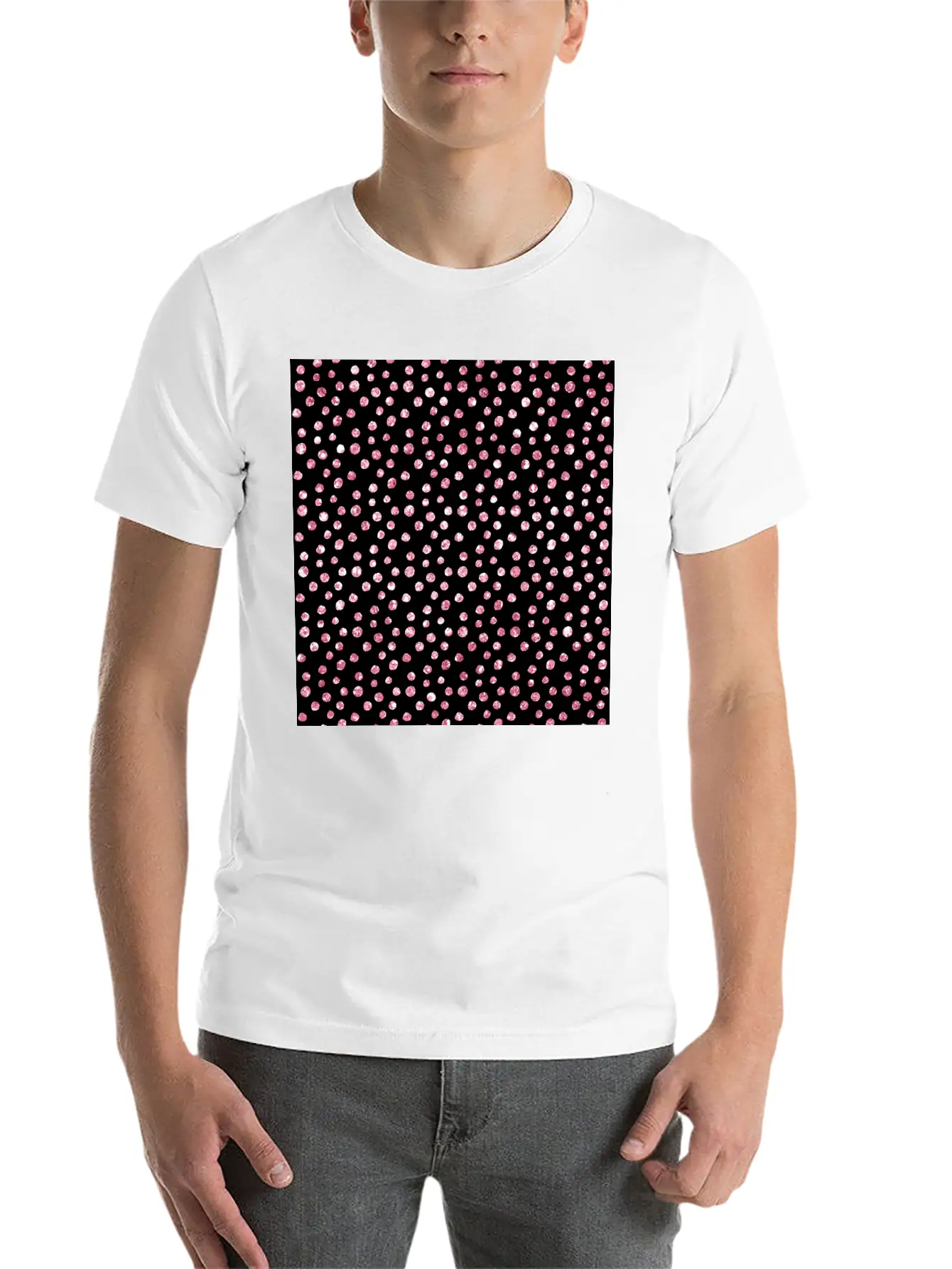 Black Pink Spots Pattern Classic Cotton Tee – Unisex Comfort For Any Season