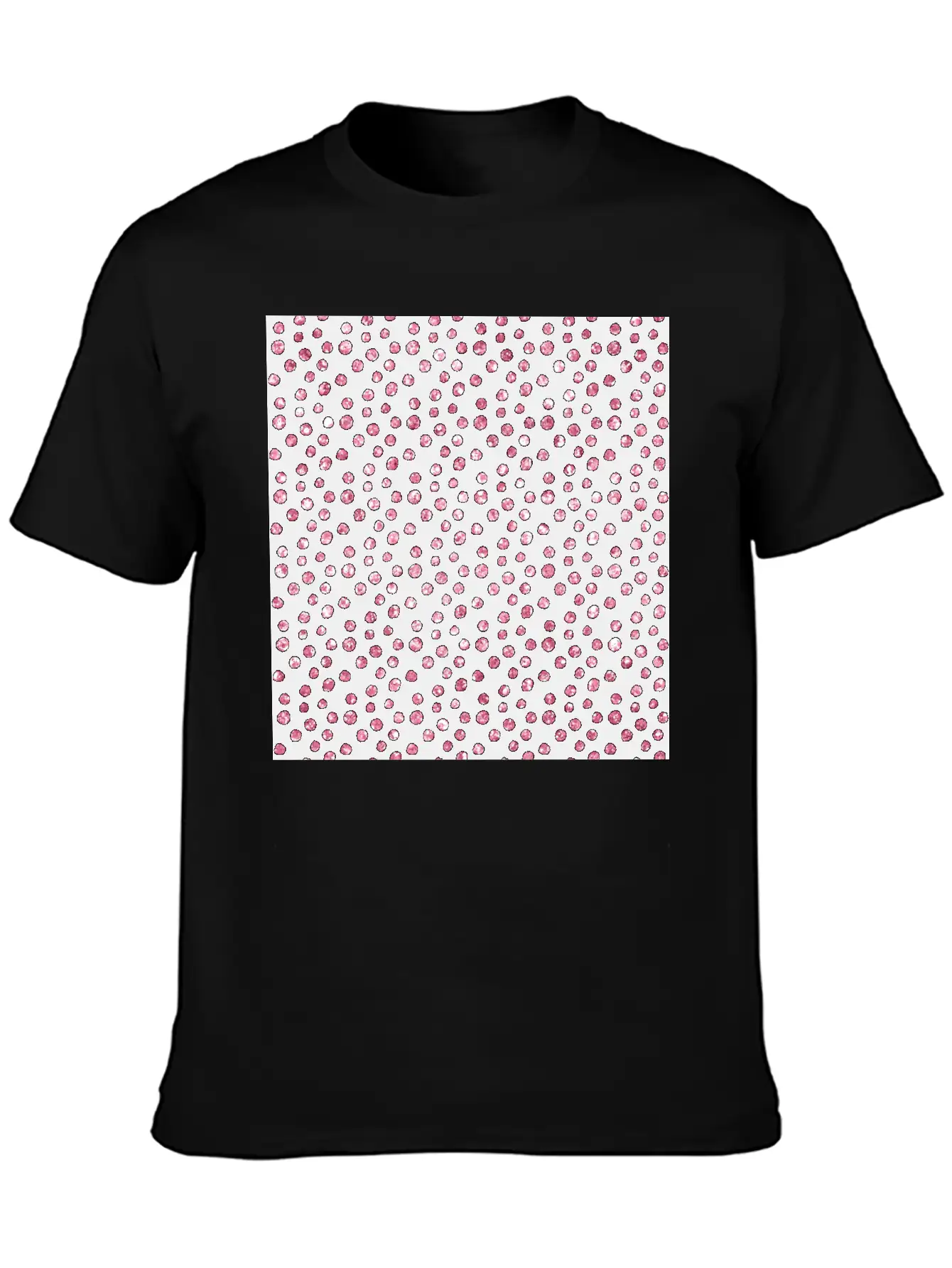 Black Pink Spots Pattern Classic Cotton Tee – Unisex Comfort For Any Season