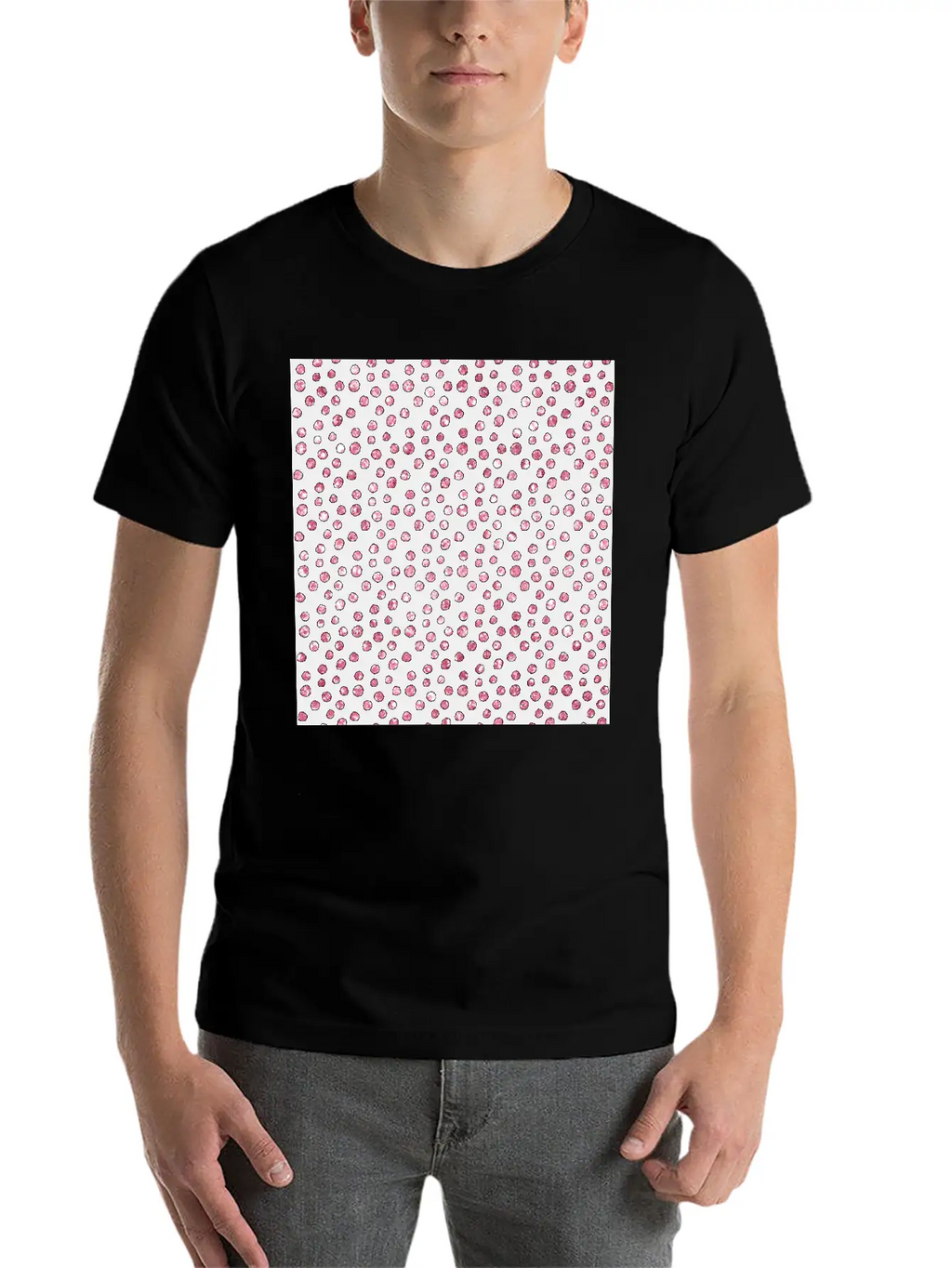 Black Pink Spots Pattern Classic Cotton Tee – Unisex Comfort For Any Season